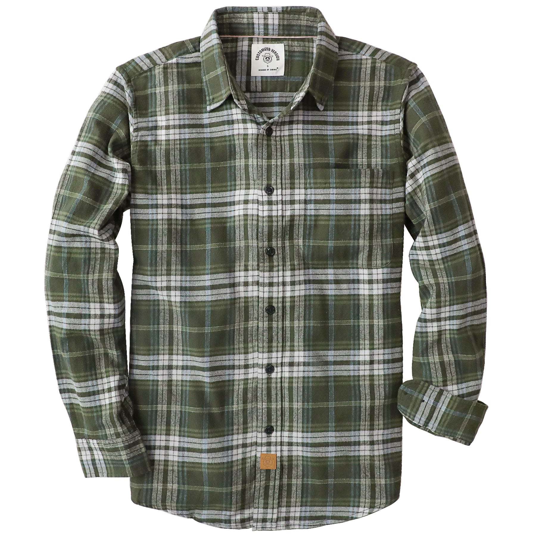 Tall size in stock now! Dubinik? 6oz Green Flannel Shirt for Men 100% Cotton Mens Flannel Shirts Long Sleeve Plaid Soft Casual Button Down Shirt Men#66018