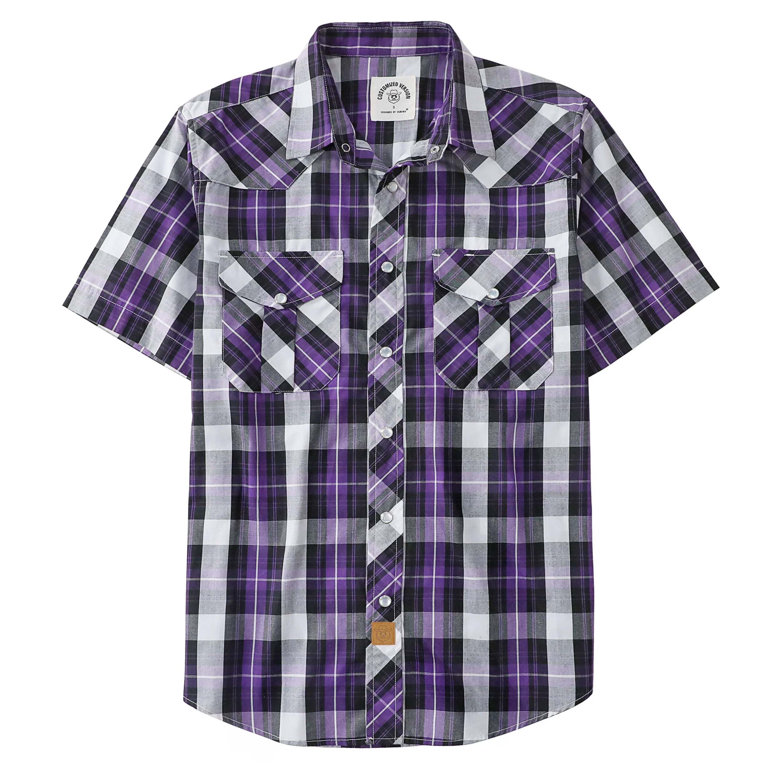 Dubinik? Western Shirts for Men Short Sleeve Plaid Pearl Snap Shirts for Men Button Up Shirt Cowboy Casual Work Shirt#41033