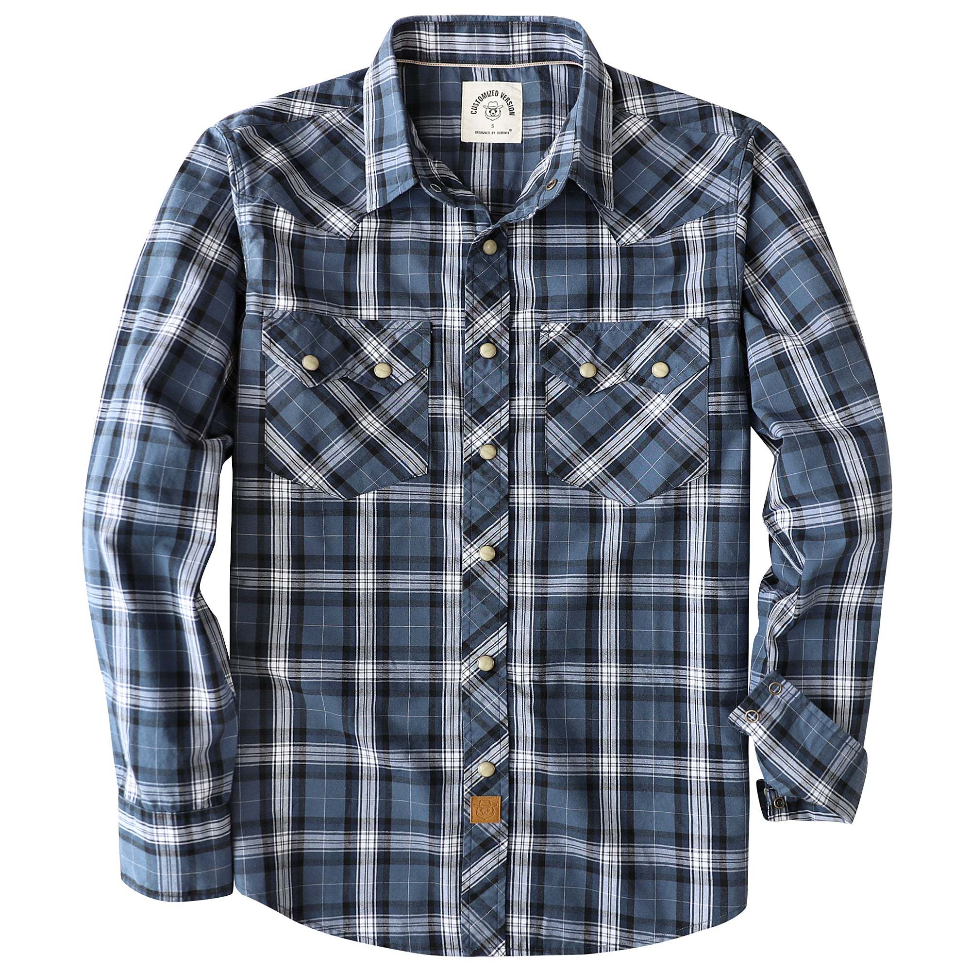 Dubinik? 4.1oz Pearl Snap Shirts For Men Long Sleeve Lightweight Casual Sawtooth Pocket Western Plaid Cowboy Cotton Vintage Work Shirt#48015