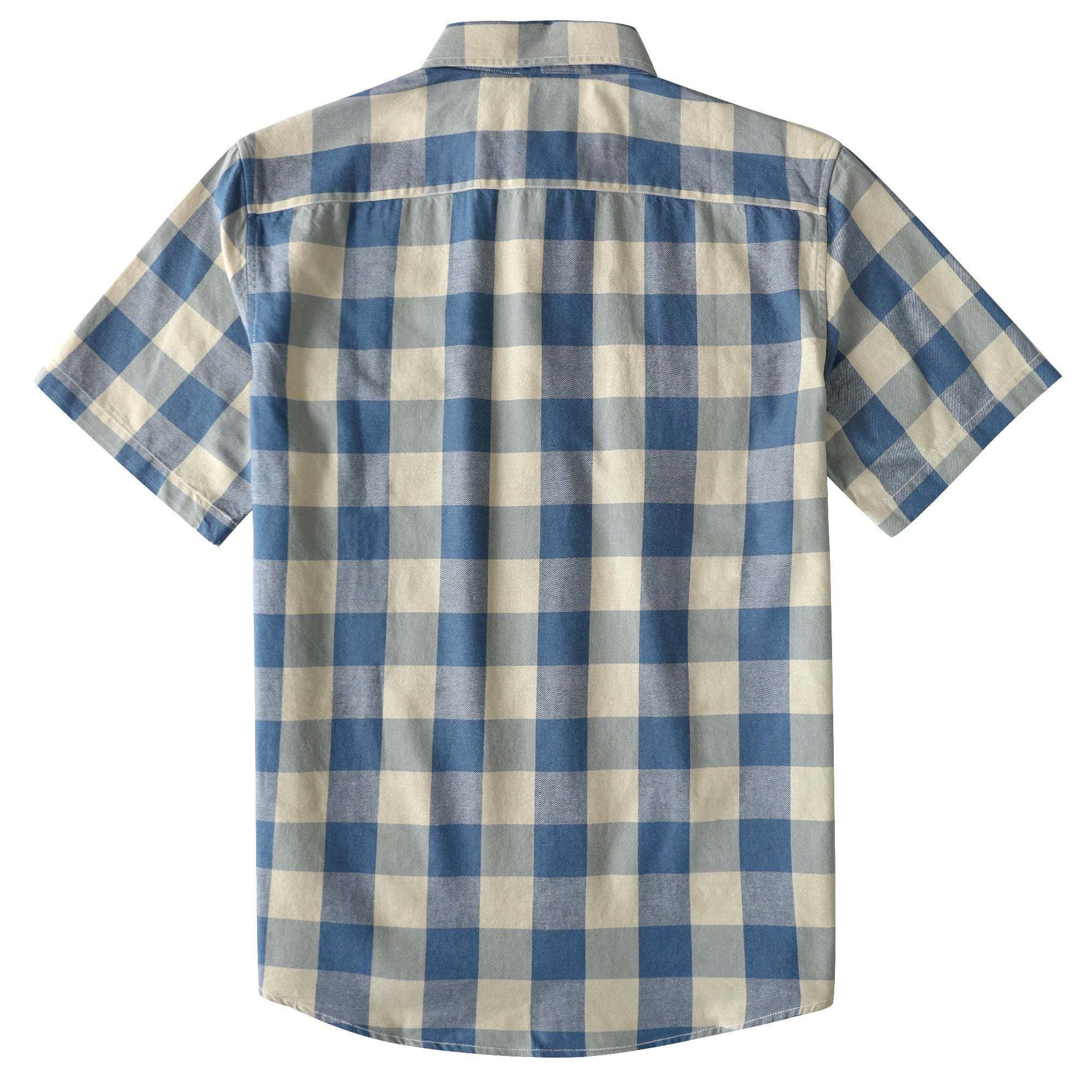Dubinik? Green Plaid Mens Short Sleeve Button Down Shirts 100% Cotton Plaid Men's Casual Button-Down Shirts with Pocket#011509