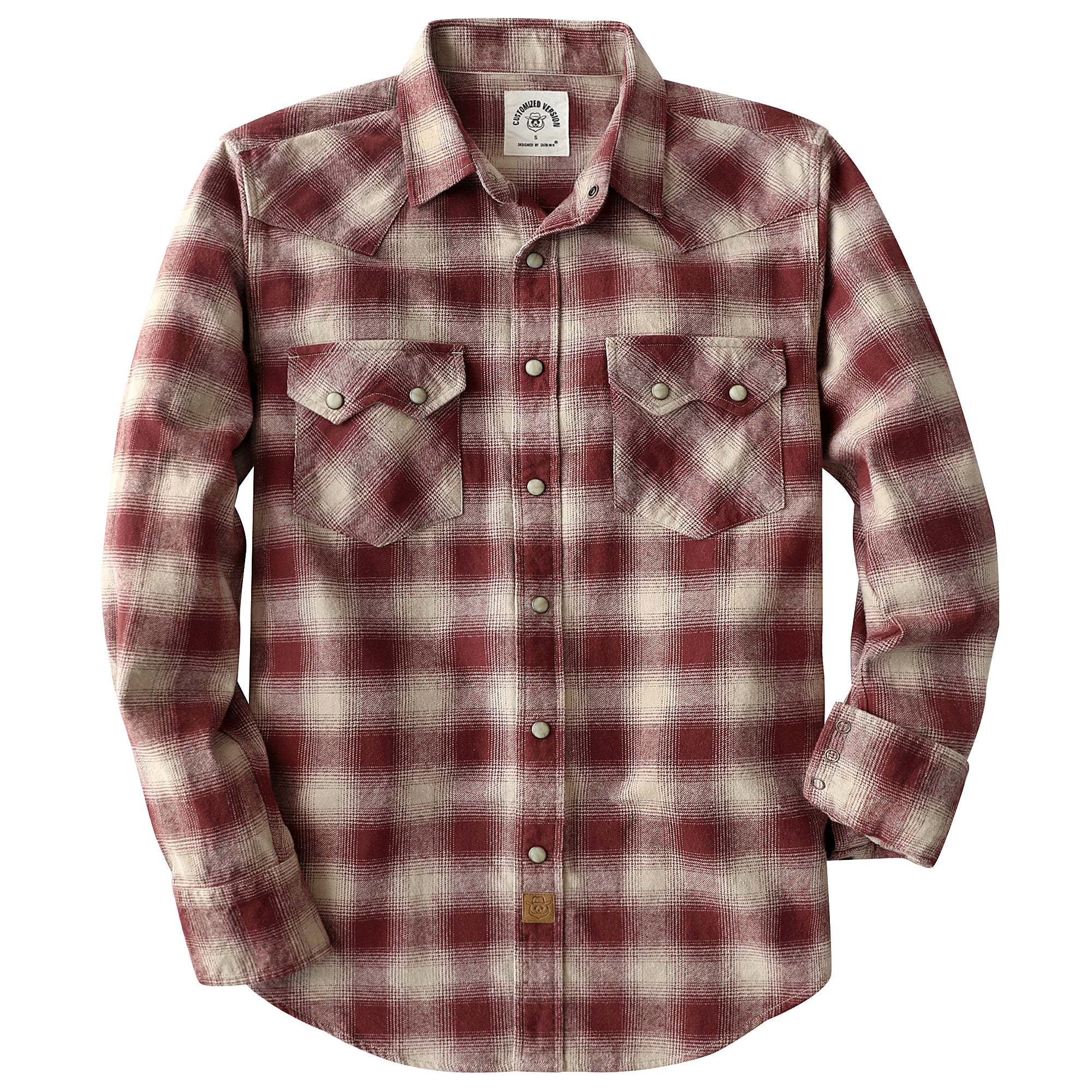 Dubinik? 6.3oz Flannel Shirt for Men Long Sleeve Casual Cozy Snap Button Western Plaid Shirts Soft Pure Cotton#37005