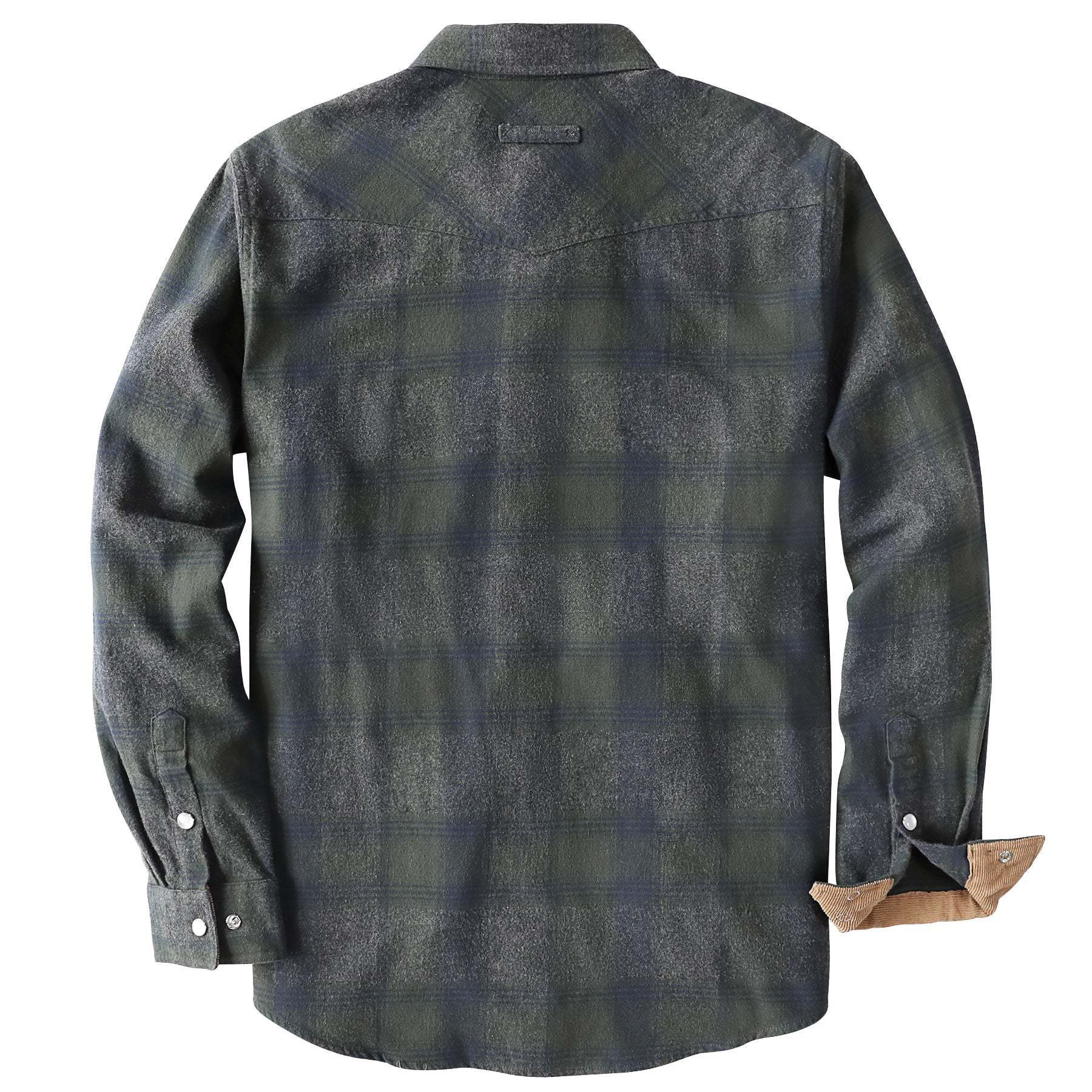 Dubinik? 6oz Men's Long Sleeve Pearl Snap Midweight Flannel Casual Western Cowboy Plaid Shirts 100% Cotton#36017