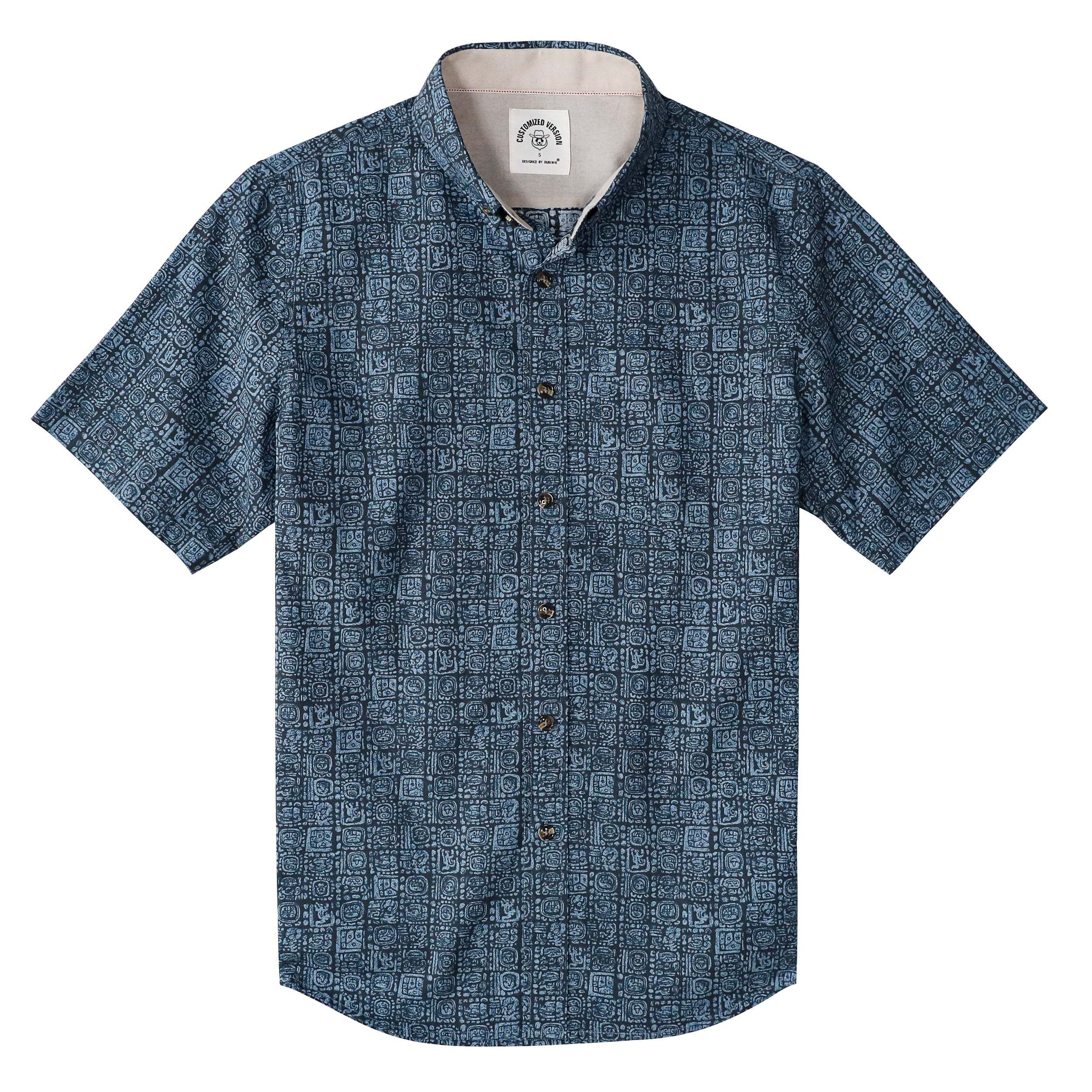 Dubinik Short Sleeve Button Down Shirts 100% Cotton Plaid Casual Shirt with Pocket #0111
