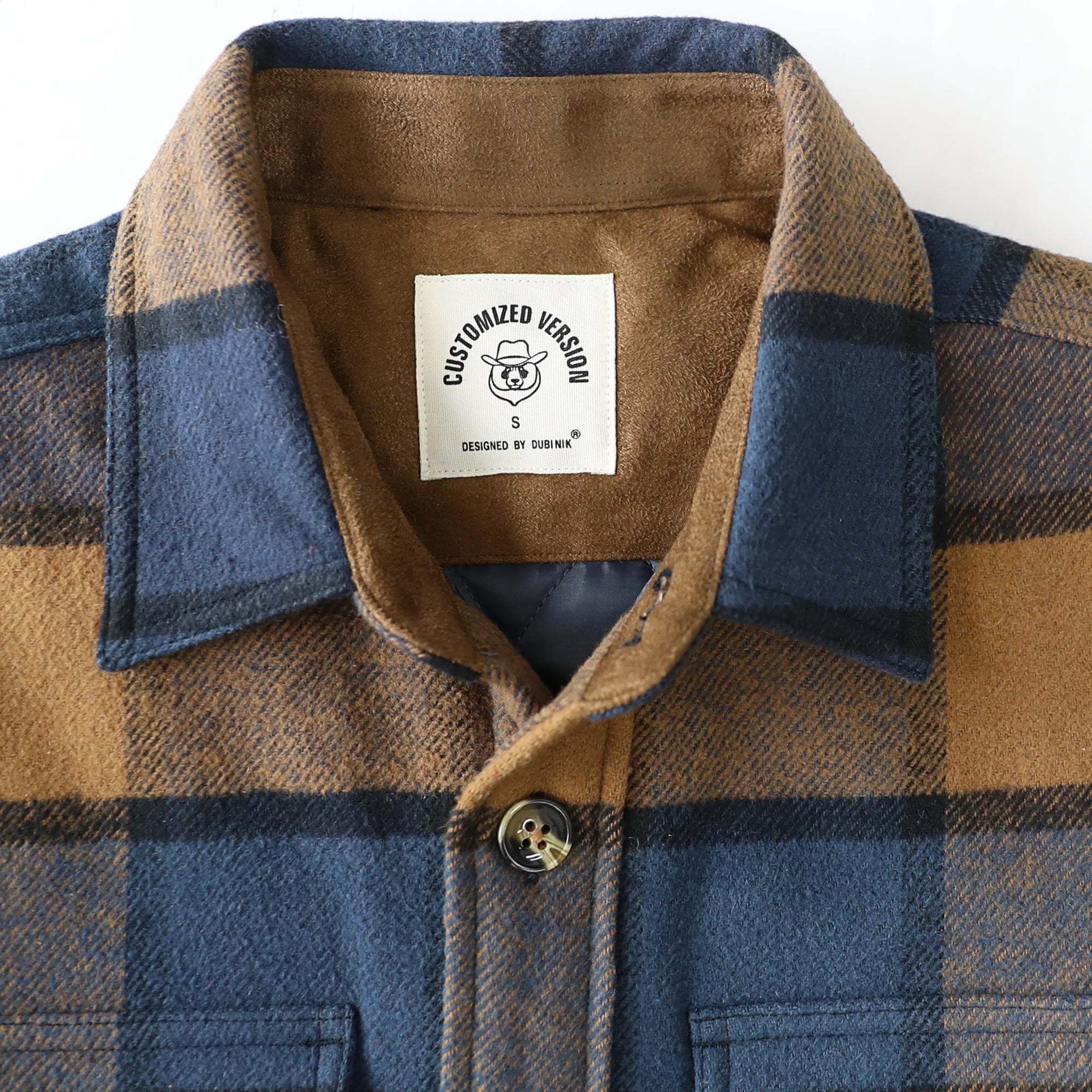 Dubinik? 10.8oz Men's Flannel Shacket Plaid Jacket with Warm Lining Button Up#38403