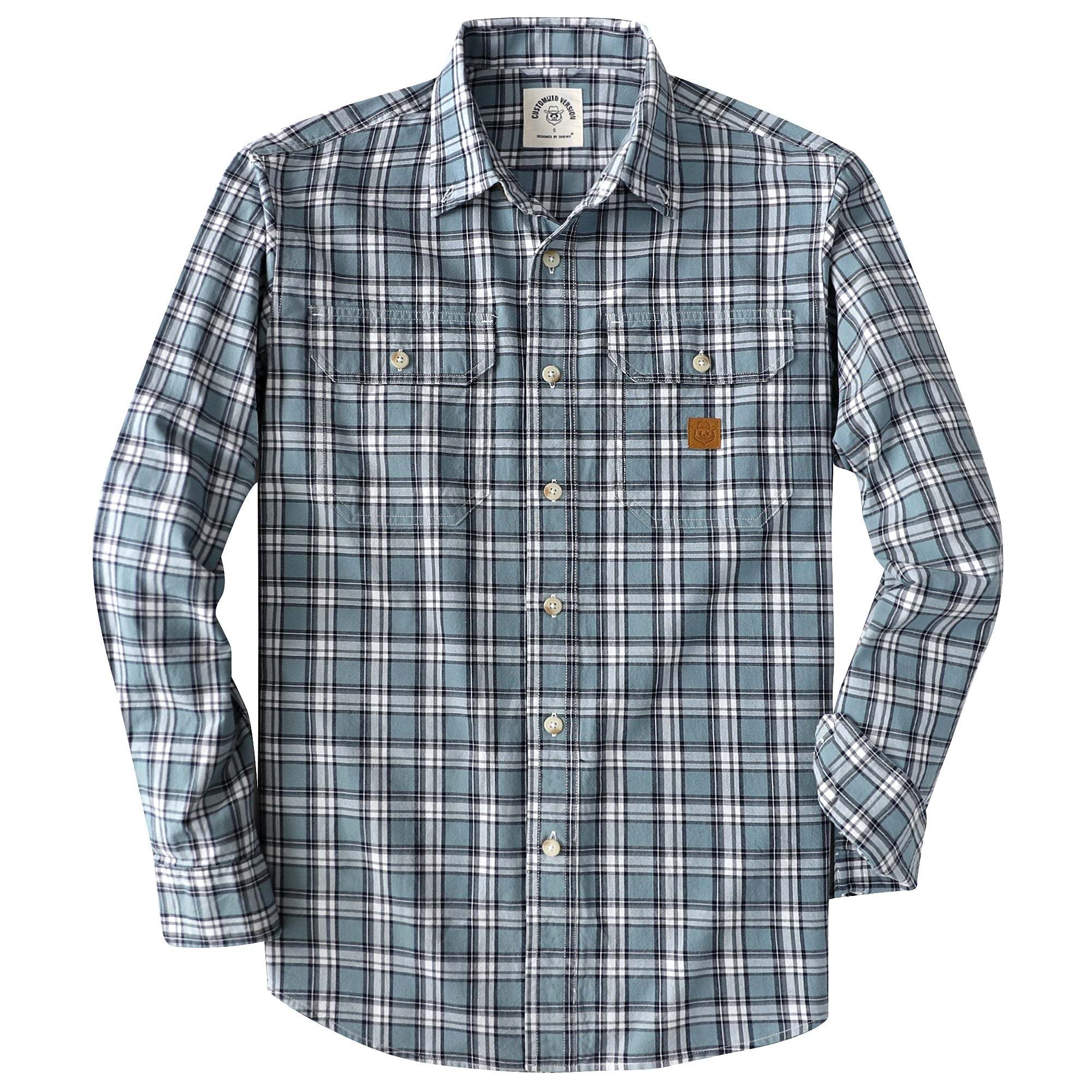 Dubinik? 4.6oz Mens Lightweight Pure Cotton Long Sleeve Button Down Plaid Shirt#101812