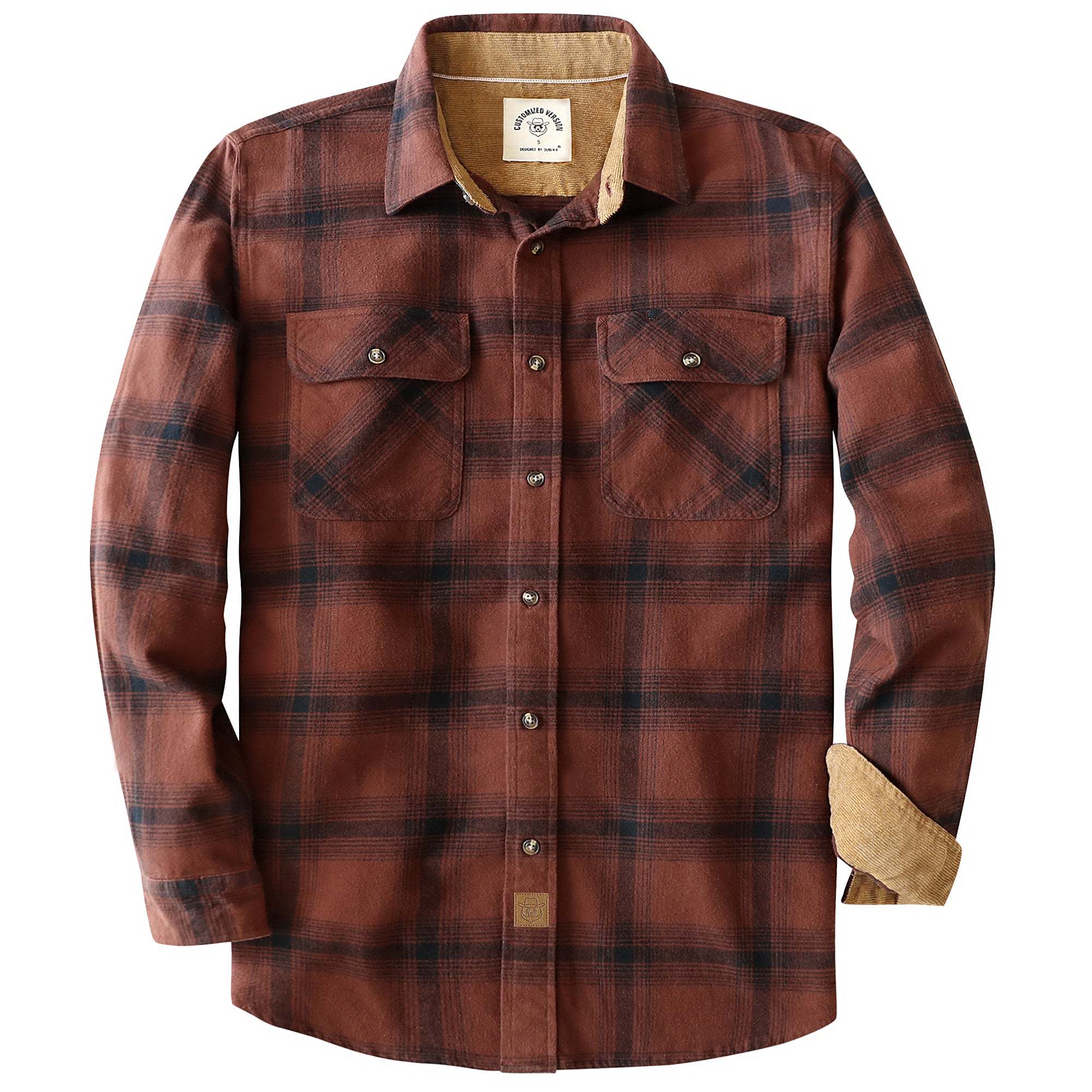Dubinik? 6oz Mens Flannel Shirt Long Sleeve Button Down Plaid All Cotton Soft Brushed Flannel Shirt For Men Utility Casual Shirt #0030008
