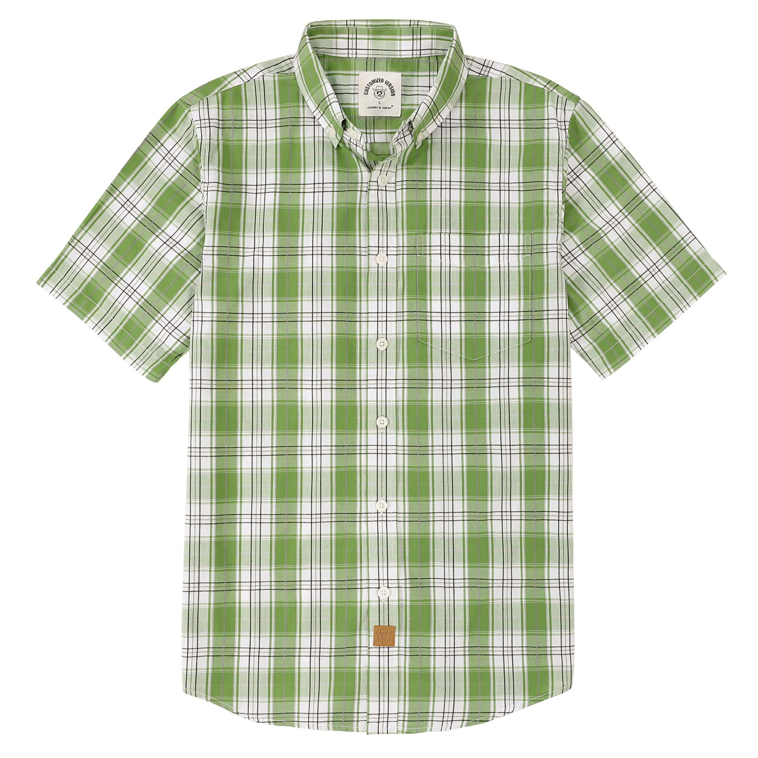 Dubinik? Green Mens Short Sleeve Button Down Shirts Summer Vintage Short Sleeve Button Down Men Lightweight Men's Casual Shirts#51022