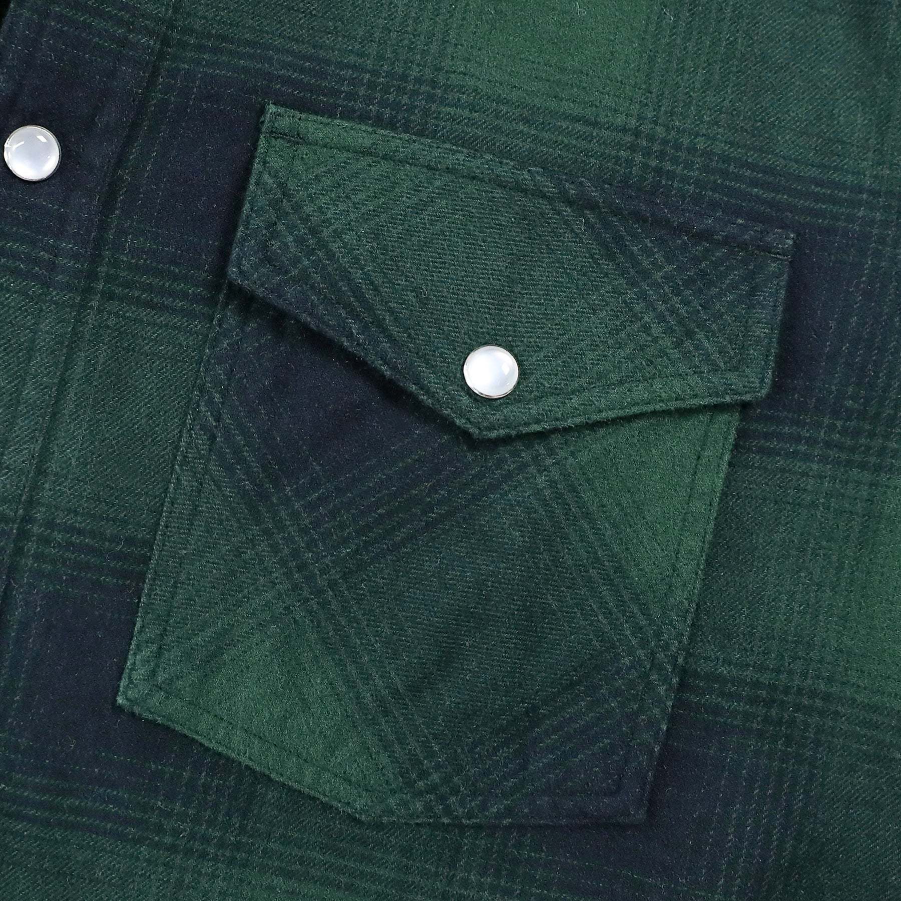 Dubinik? 6oz Men's Long Sleeve Pearl Snap Midweight Green Flannel Casual Western Cowboy Plaid Shirts 100% Cotton#36016
