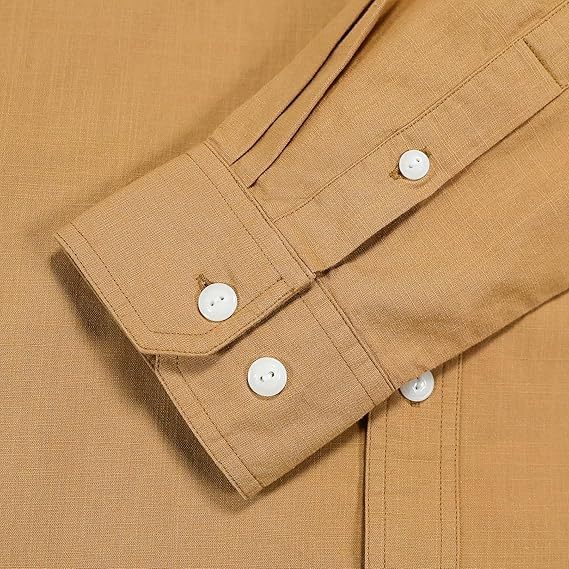 Dubinik? 5.5oz Leaf Orange Chambray Long Sleeve Button-Front Closure Pocket Cotton Workshirt#58001