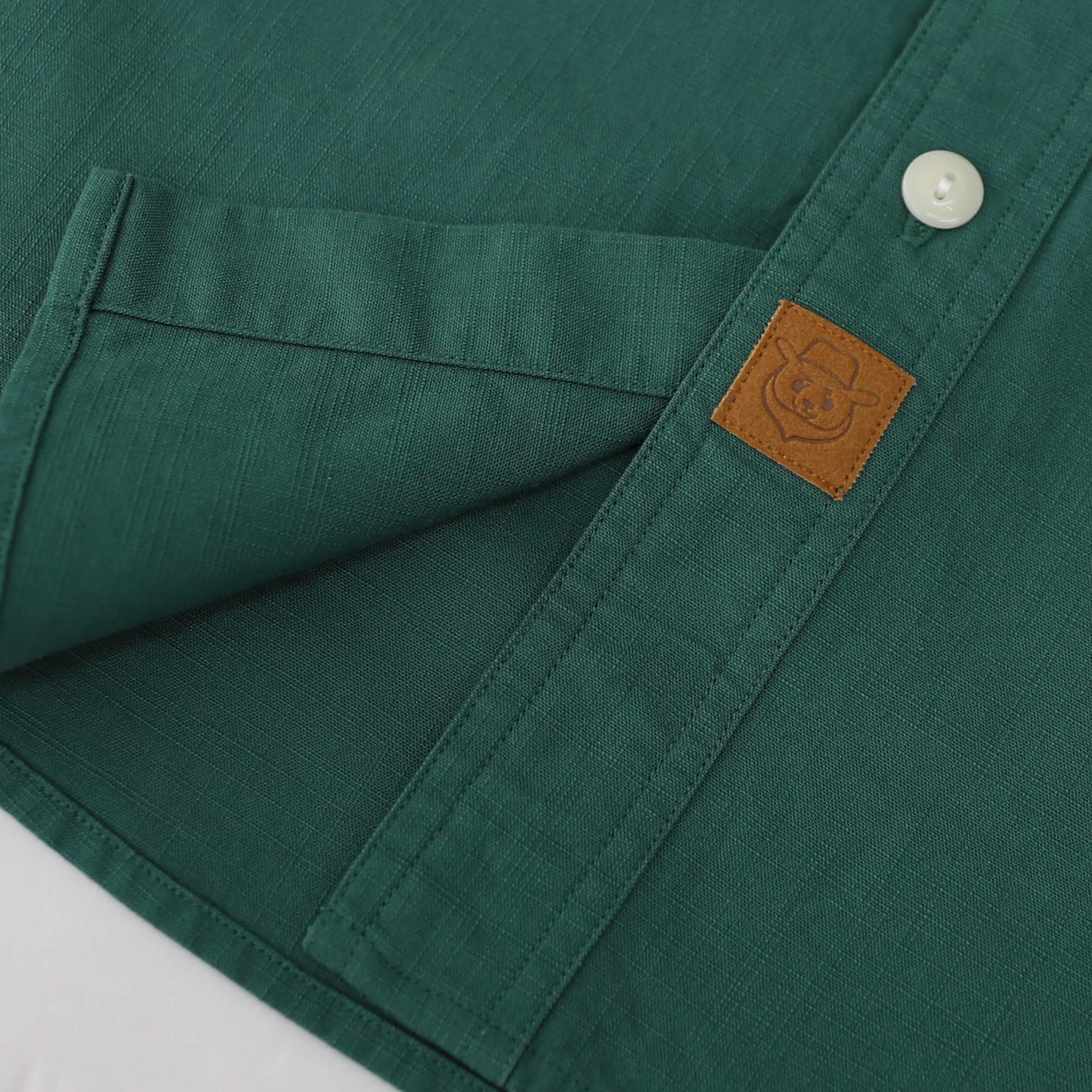 Dubinik? 5.5oz Olive Green Chambray Long Sleeve Button-Front Closure Pocket Cotton Workshirt#58014