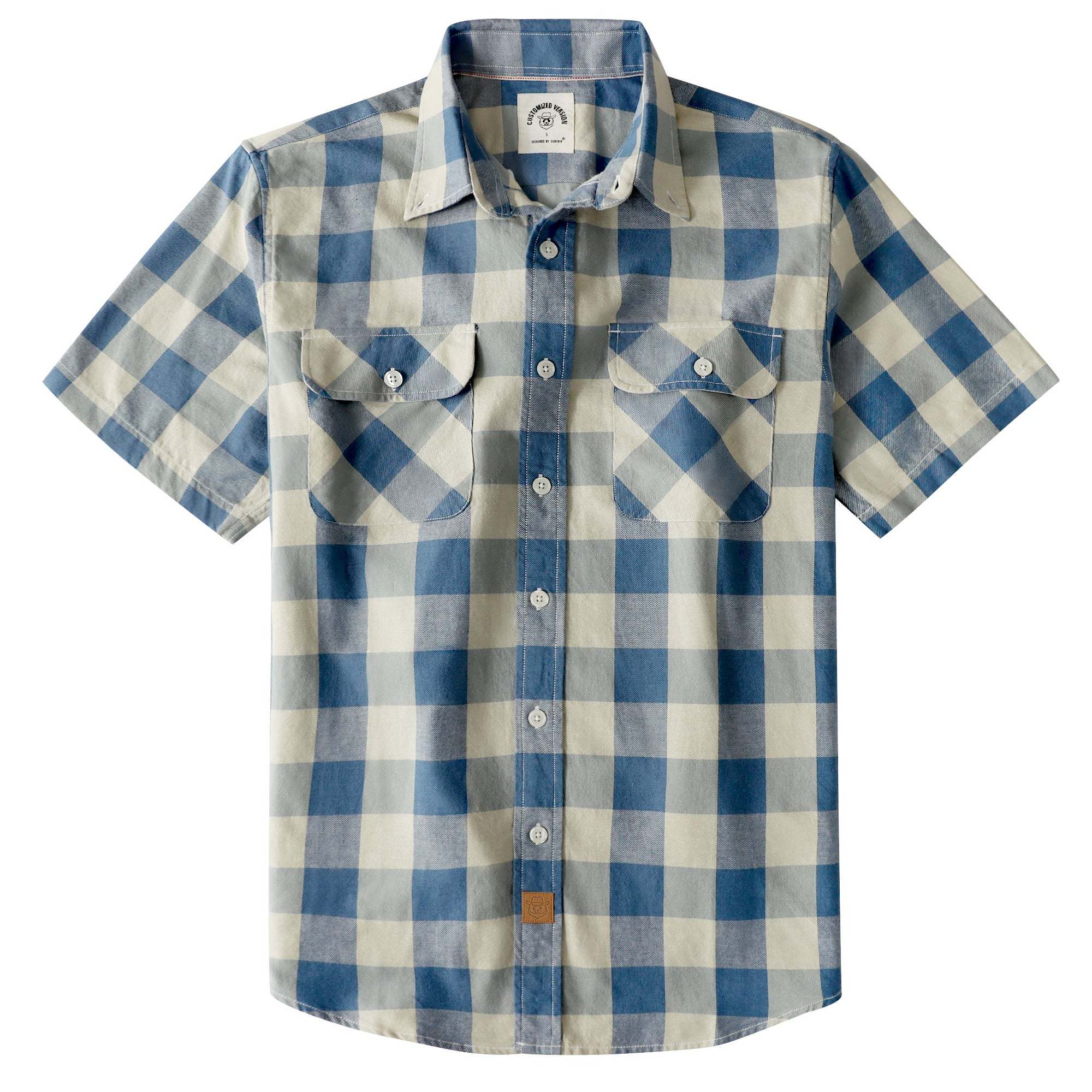 Dubinik? Green Plaid Mens Short Sleeve Button Down Shirts 100% Cotton Plaid Men's Casual Button-Down Shirts with Pocket#011509