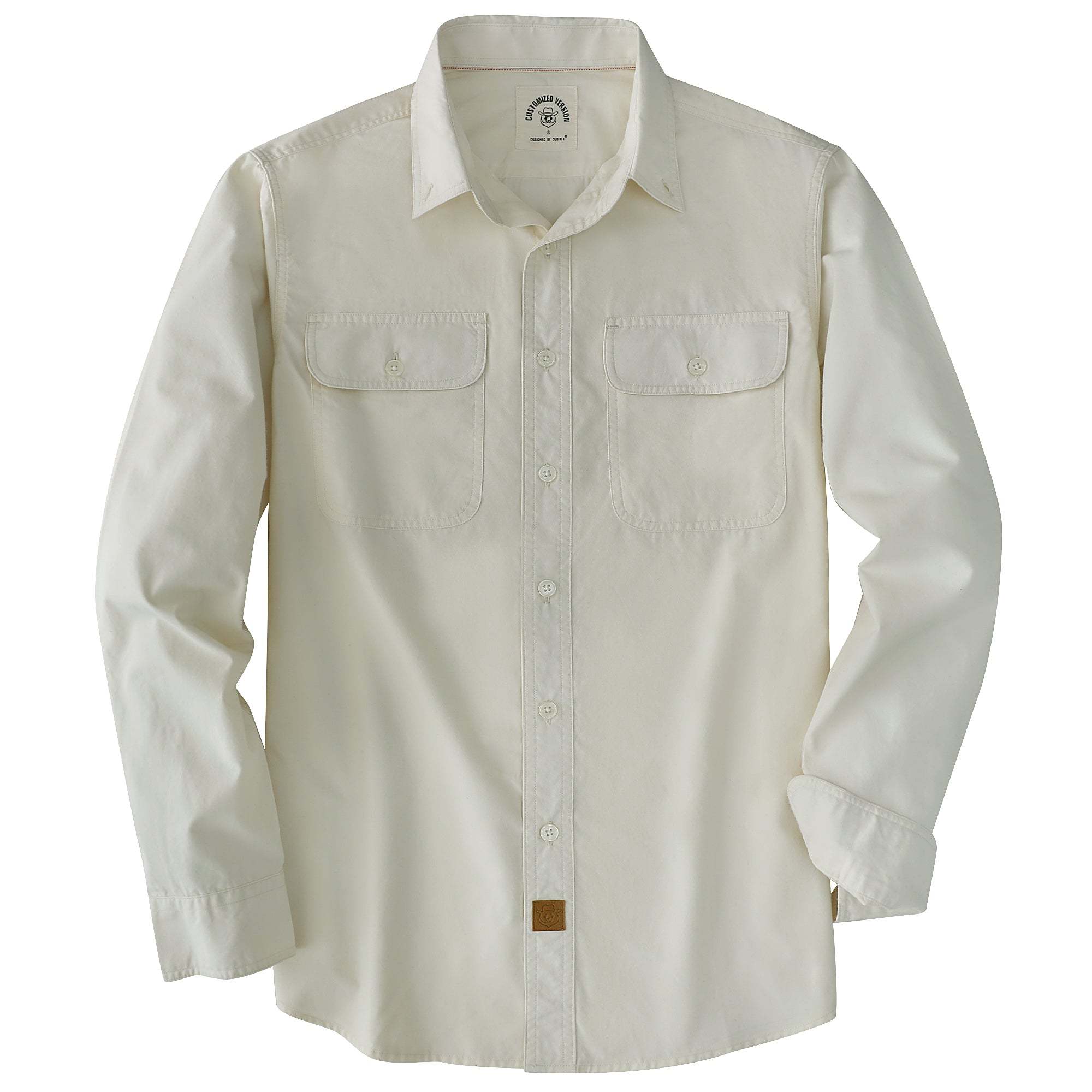 Dubinik? 4.1oz Mens Long Sleeve Button Down Solid Beige Shirts Casual Plaid Shirt with Practical Double Pockets Comfortable and Soft#0050032