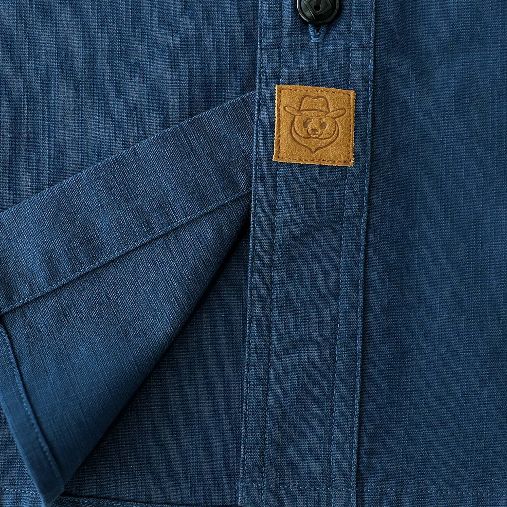 Dubinik? 5.5oz Navy Blue Chambray Long Sleeve Button-Front Closure Pocket Cotton Workshirt#58015