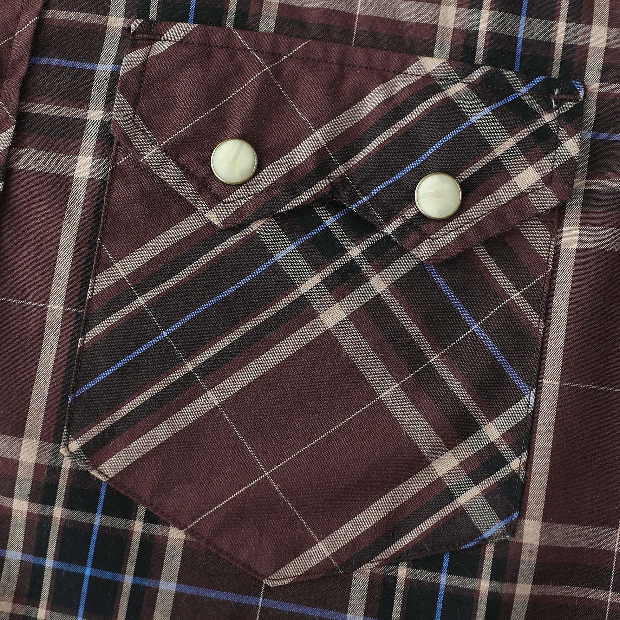 Dubinik? 4.1oz Pearl Snap Shirts For Men Long Sleeve Lightweight Casual Sawtooth Pocket Western Plaid Cowboy Cotton Vintage Work Shirt#48012