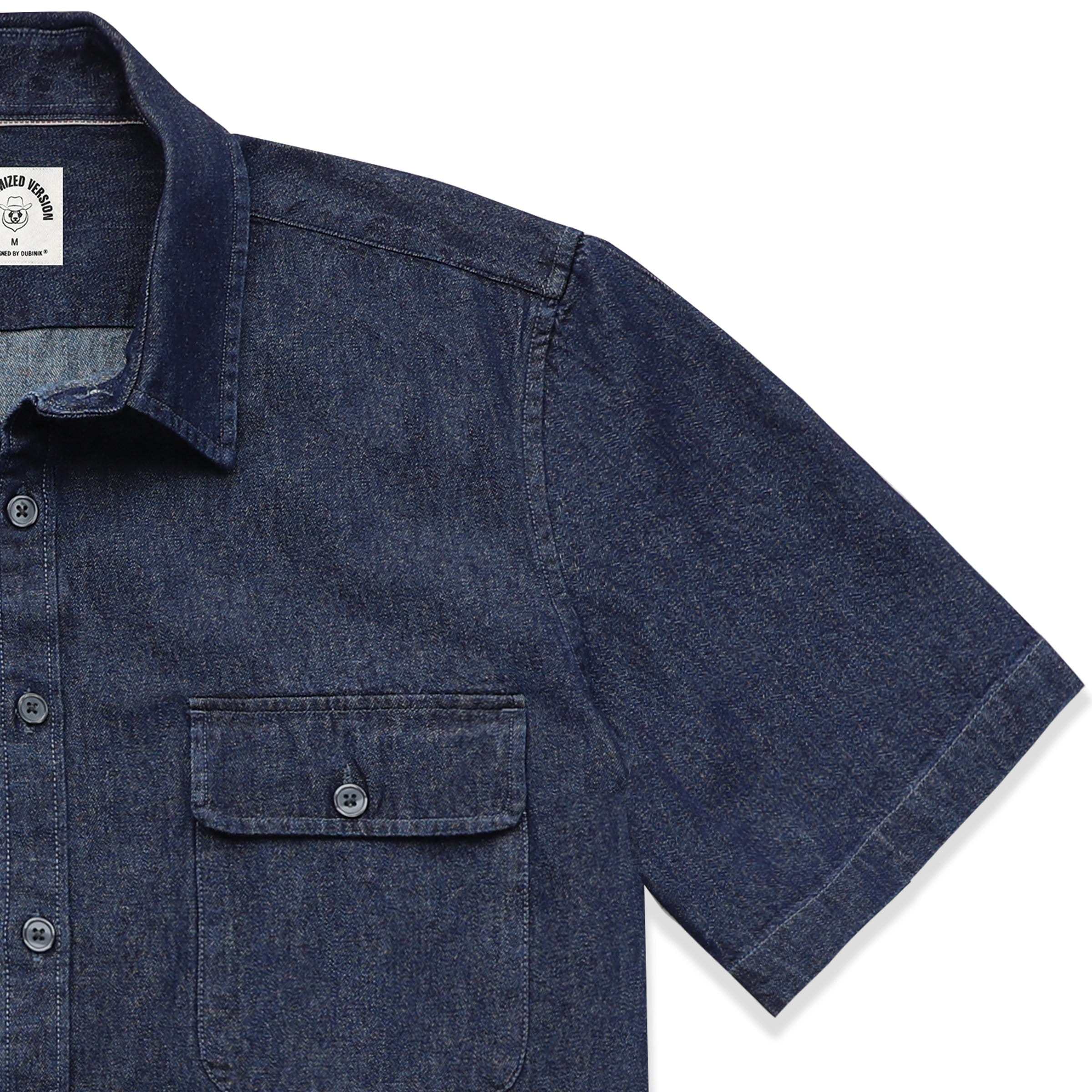 Men's cotton short-sleeved denim shirt #5500