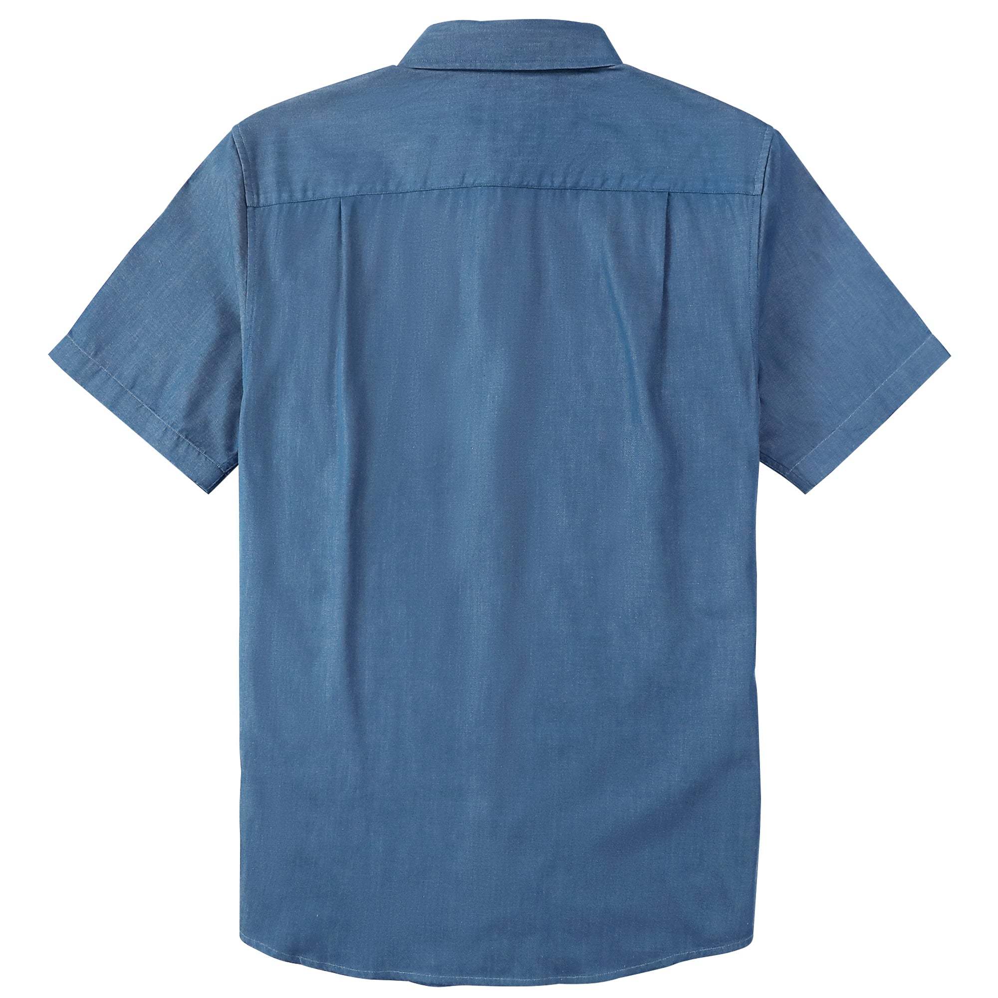 Dubinik? Denim Solid Mens Short Sleeve Button Down Shirts Summer Vintage Short Sleeve Button Down Men Lightweight Men's Casual Shirts#51034