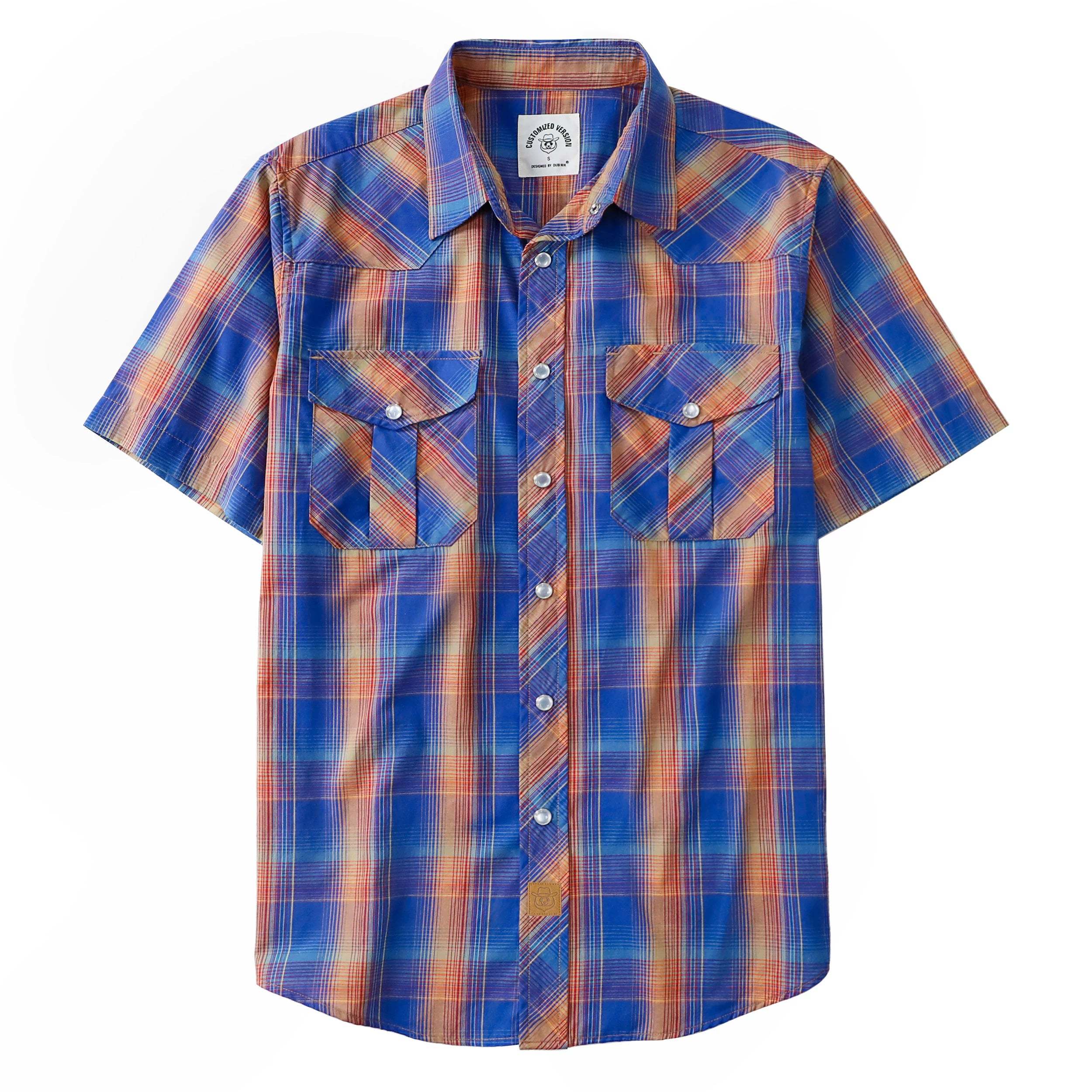 Dubinik? Western Shirts for Men Short Sleeve Plaid Pearl Snap Shirts for Men Button Up Shirt Cowboy Casual Work Shirt#41031
