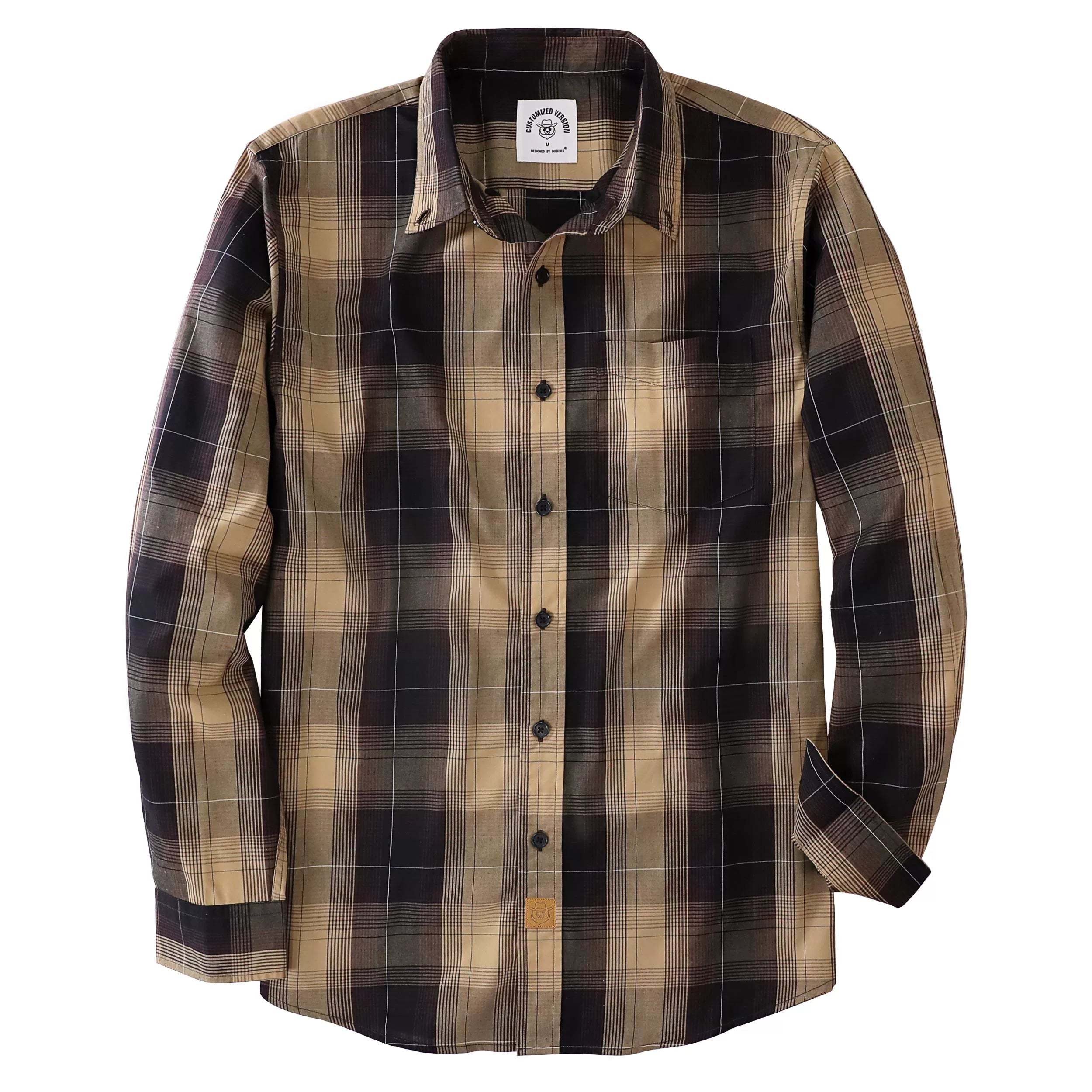 Dubinik? 3.2oz Mens Long Sleeve Casual Button Down Vintage Plaid Shirts#52027