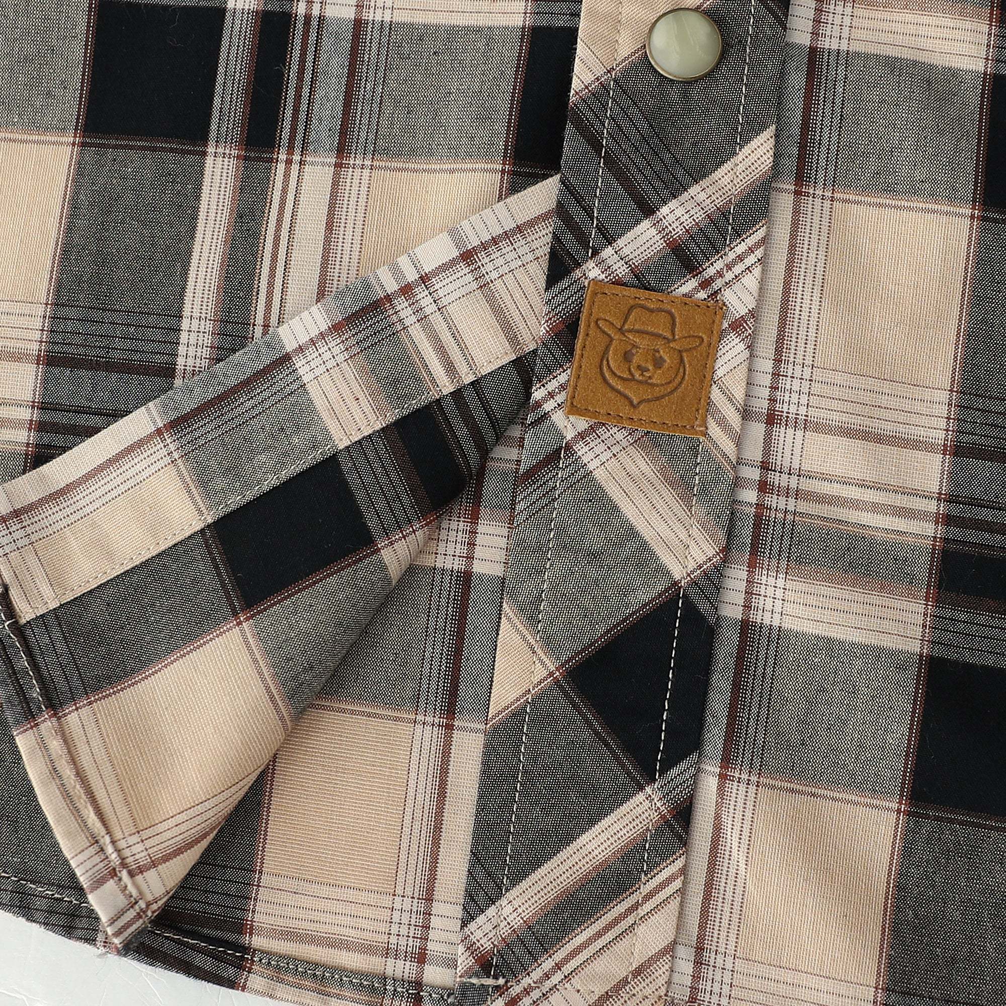 Dubinik? Men's Pearl Snap Sawtooth Pocket Western Plaid Shirt Short Sleeve#47004