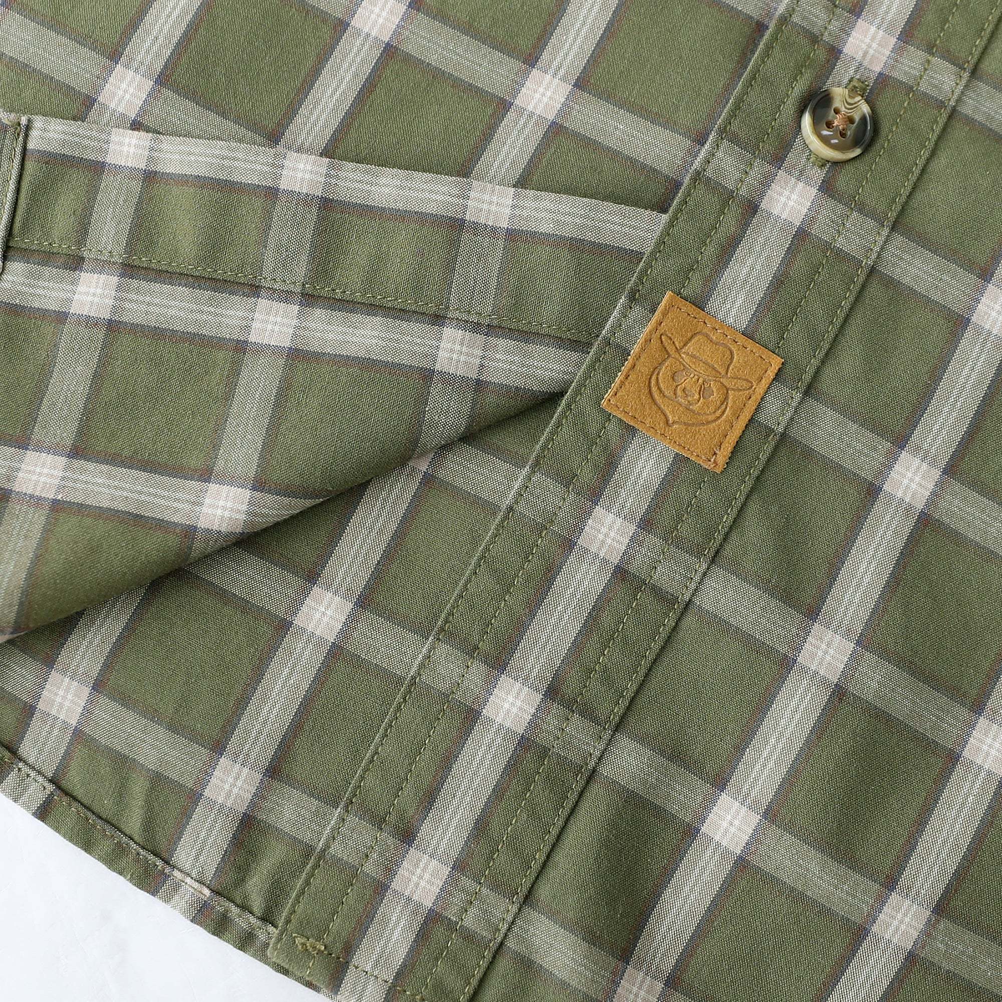 Dubinik? 4.1oz Mens Long Sleeve Button Down Green Shirts Casual Plaid Shirt with Practical Double Pockets Comfortable and Soft#0050026