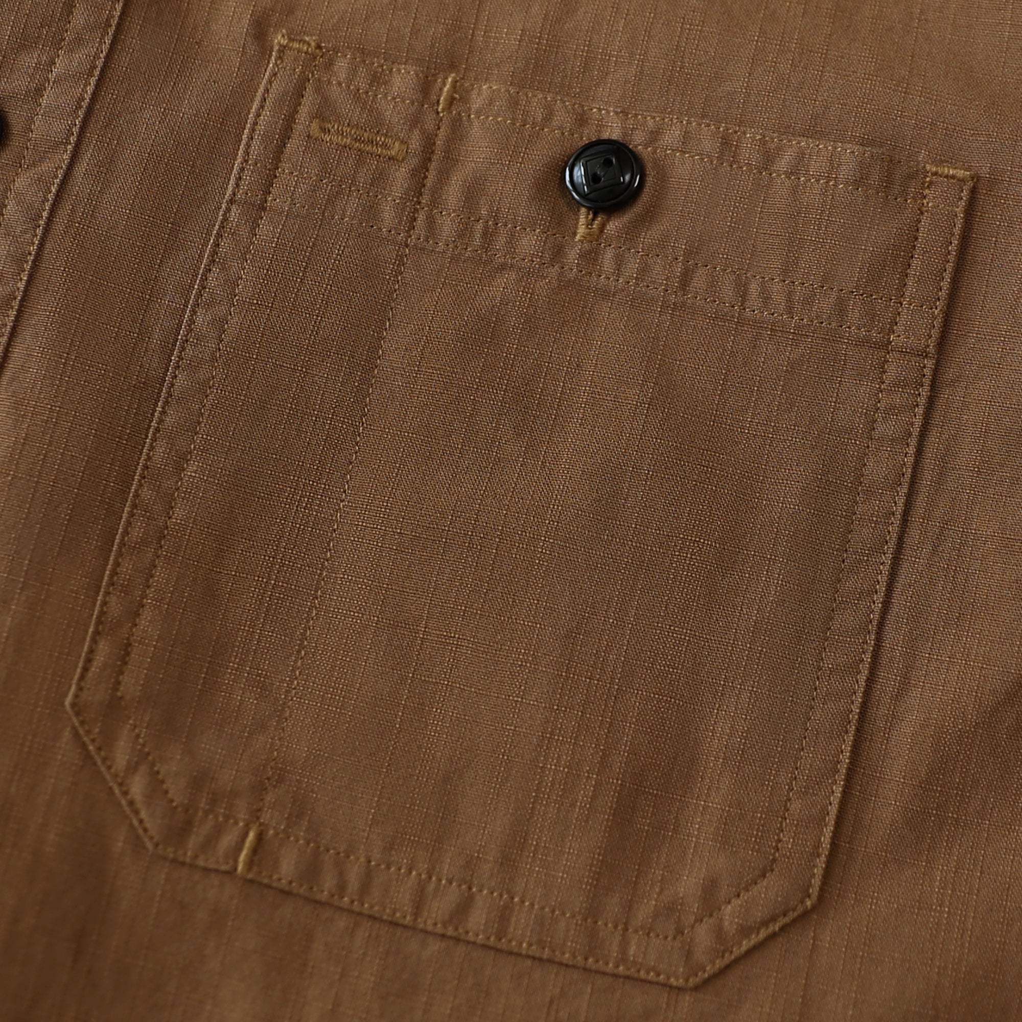 Dubinik? 5.5oz Dark Brown Chambray Long Sleeve Button-Front Closure Pocket Cotton Workshirt#58011