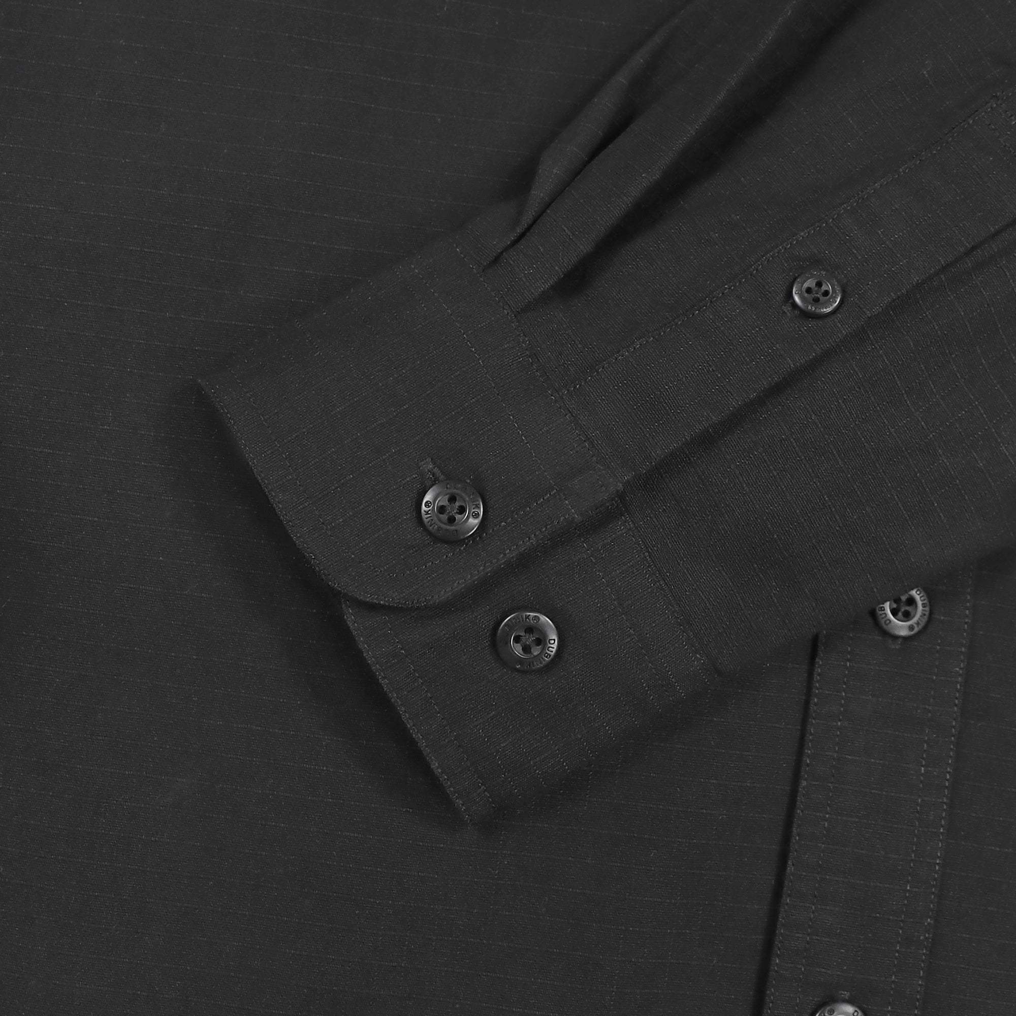 Dubinik? 6.5oz Mens Button Up Shirts Long Sleeve Casual Black Solid Shirts for Men Two Pocket Regular Fit Comfortable with Stretch Shirt#0056006