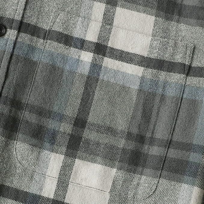 Dubinik? 6oz Mens Flannel Shirts Long Sleeve Button Down Casual Work Plaid Shirt Men All Cotton Soft with Pocket Regular Fit#03-045