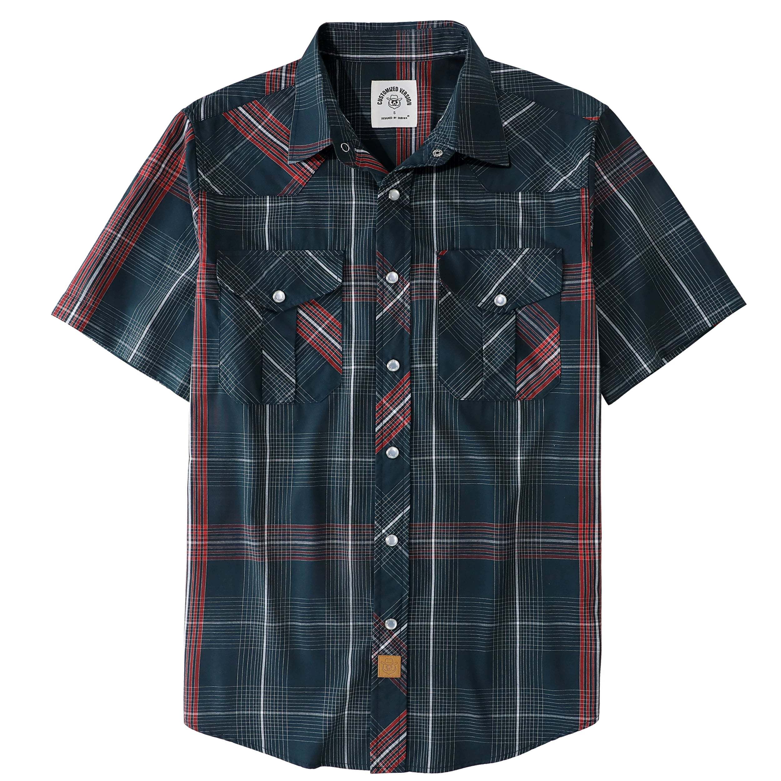 Dubinik? Western Shirts for Men Short Sleeve Plaid Pearl Snap Shirts for Men Button Up Shirt Cowboy Casual Work Shirt#41030