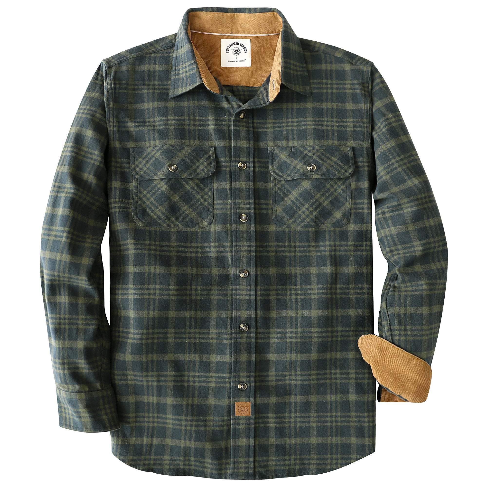 Tall size in stock now! Dubinik? 6oz Mens Green Flannel Shirt Long Sleeve Button Down Plaid All Cotton Soft Brushed Flannel Shirt For Men Utility Casual Shirt #0030022