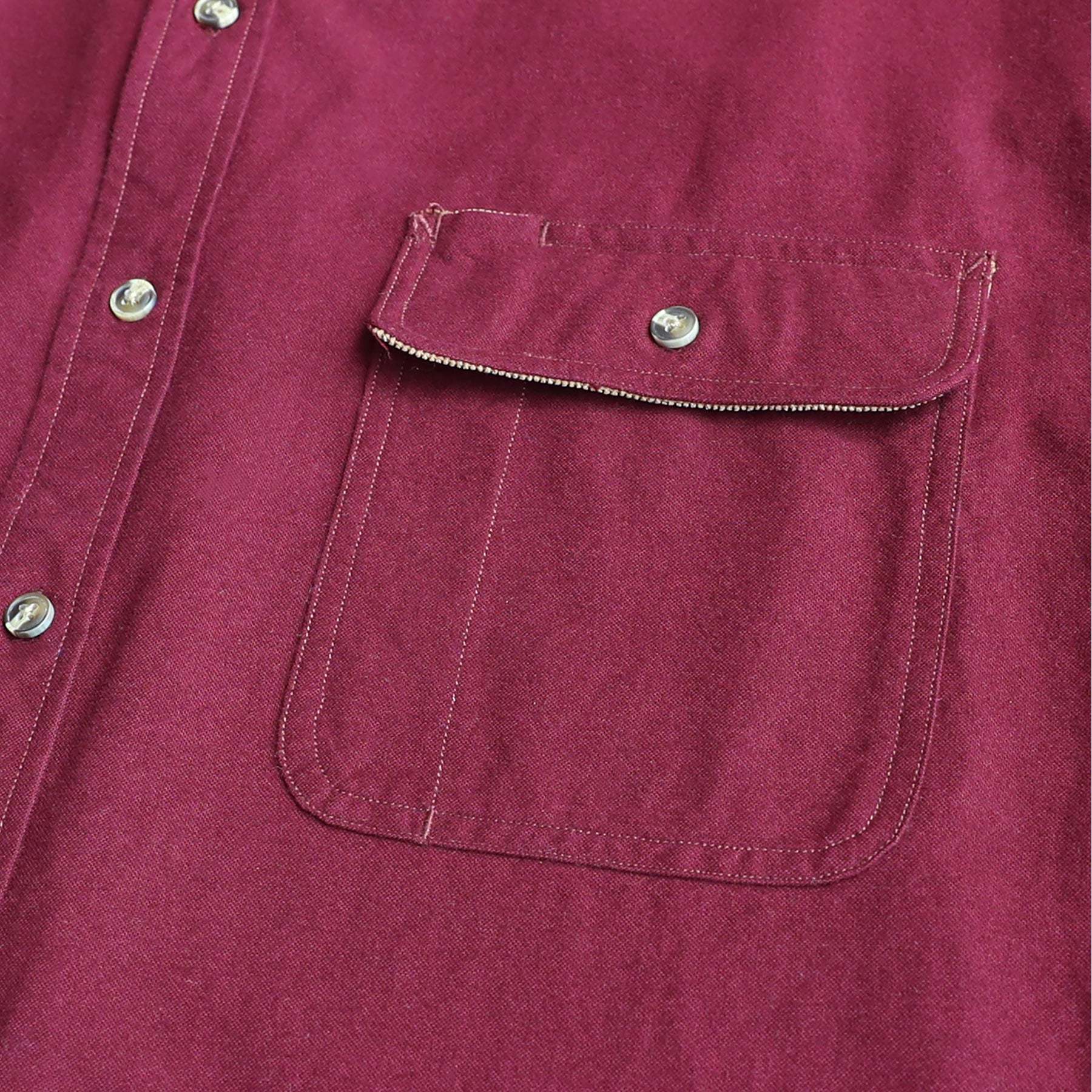 6oz Mens Midweight Burgundy Solid Flannel Shirts Long Sleeve Casual Button Down Brushed 100% Cotton Shirt#1018