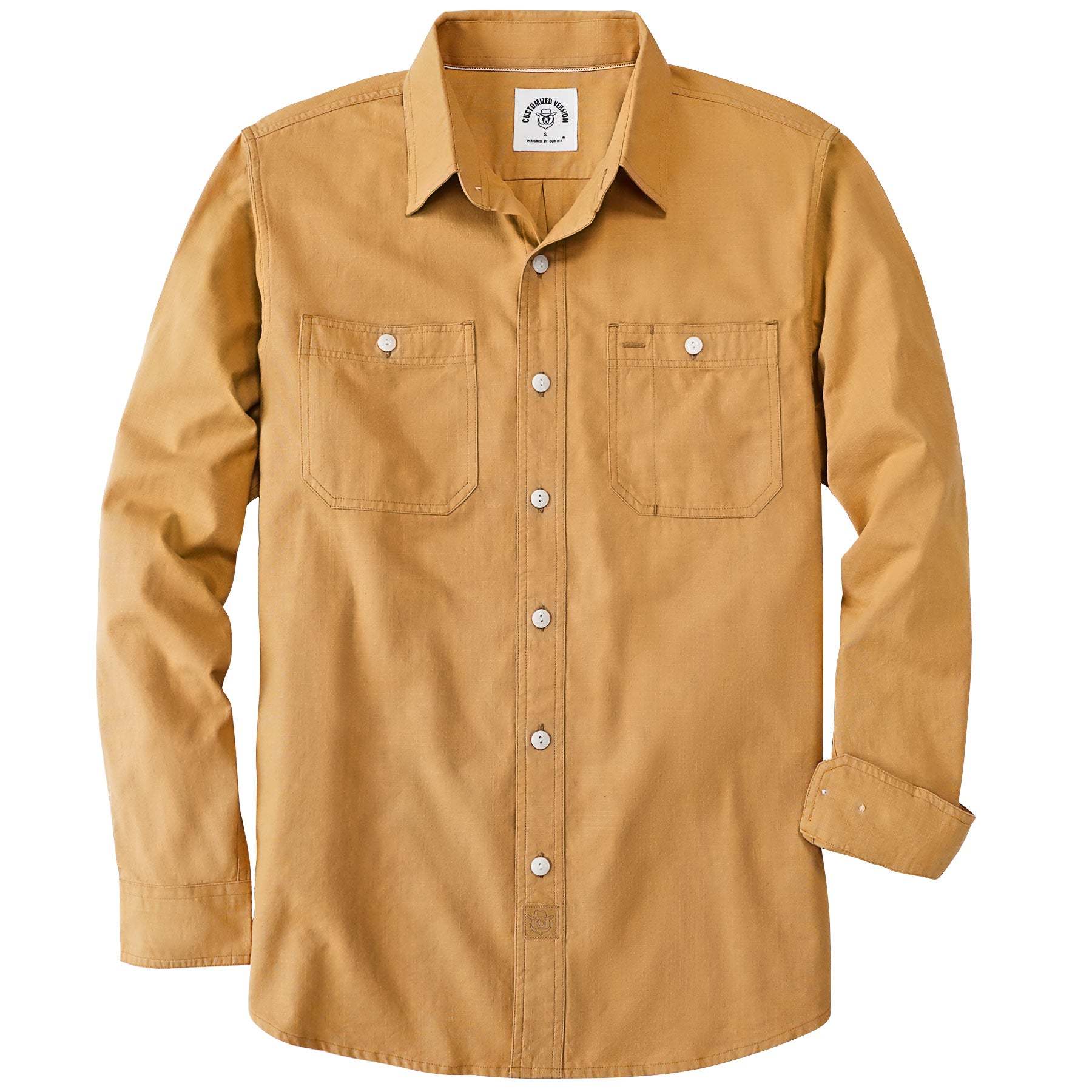 Dubinik? 5.5oz Leaf Orange Chambray Long Sleeve Button-Front Closure Pocket Cotton Workshirt#58001