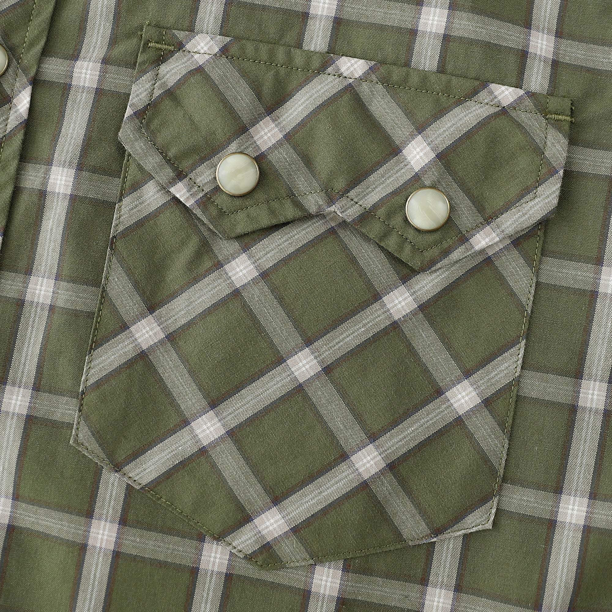 Dubinik? 4.1oz Pearl Snap Green Shirts For Men Long Sleeve Lightweight Casual Sawtooth Pocket Western Plaid Cowboy Cotton Vintage Work Shirt#48026