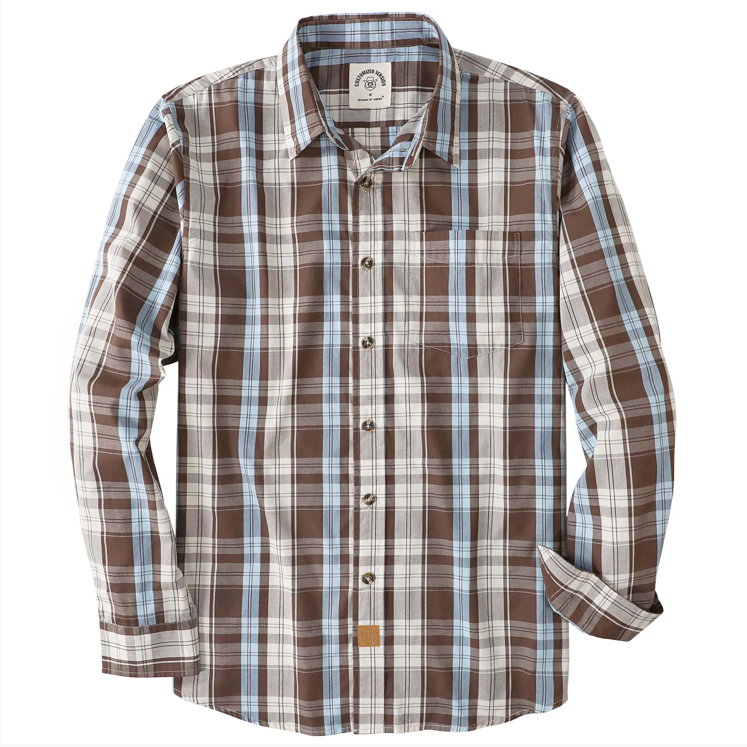 Dubinik? 3.2oz Mens Long Sleeve Casual Button Down Vintage Plaid Shirts#52001