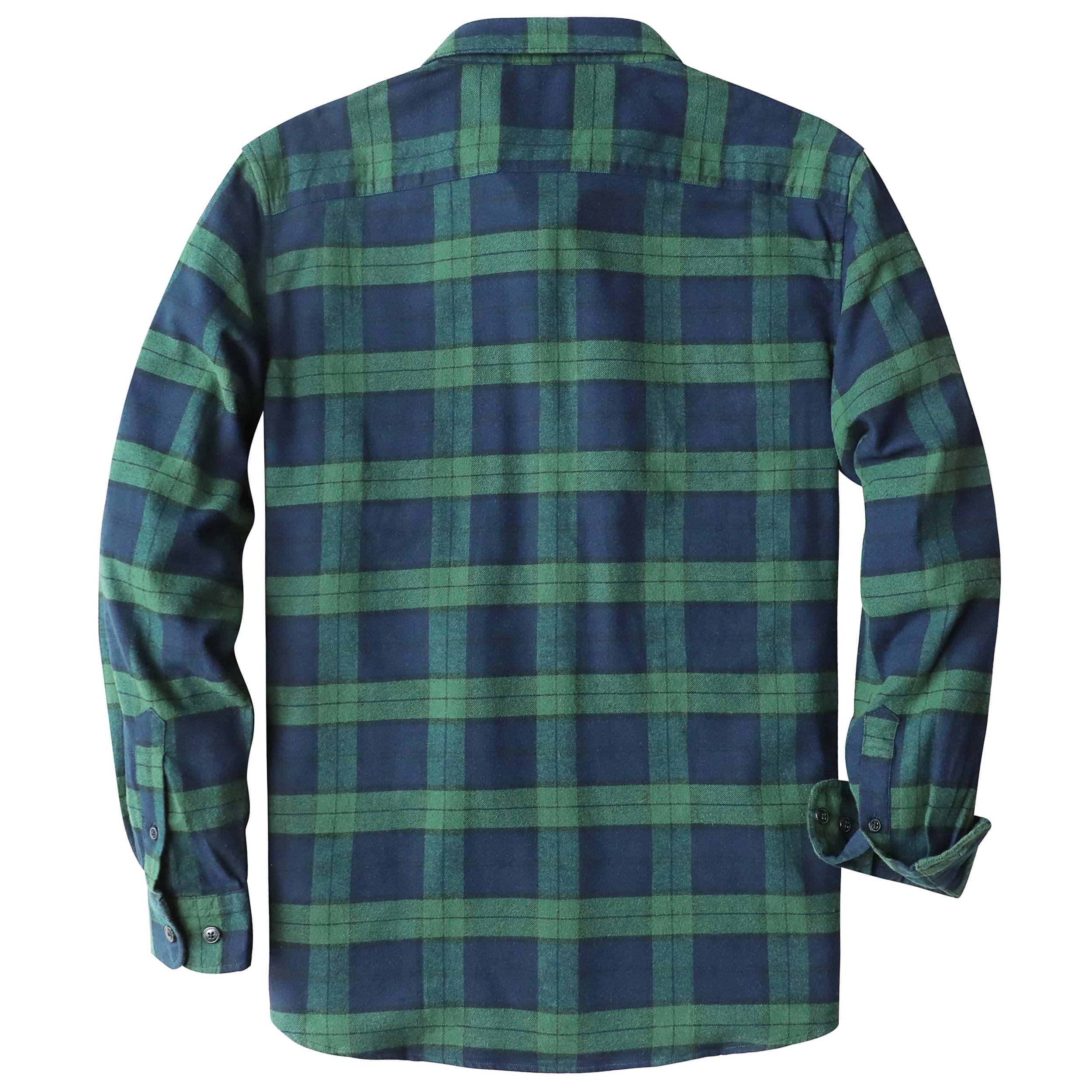 6oz Men's Plaid Green Flannel Long Sleeve Shirts#0336