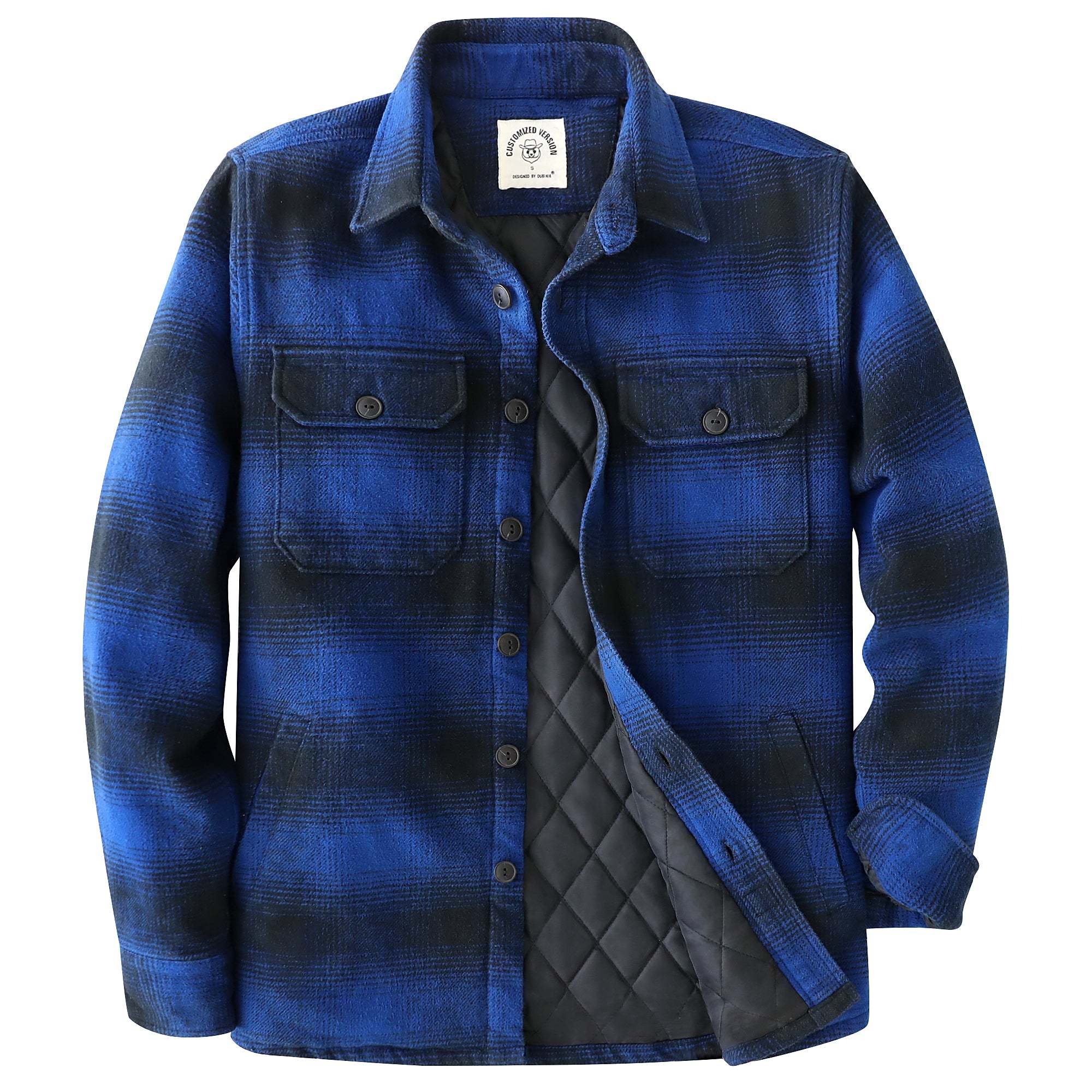Dubinik? 10.8oz Mens Shacket Flannel Warm Lined Coats Lightweight Jacket Casual Plaid Flannel Shirt For Men Long Sleeve Button Down#0182002