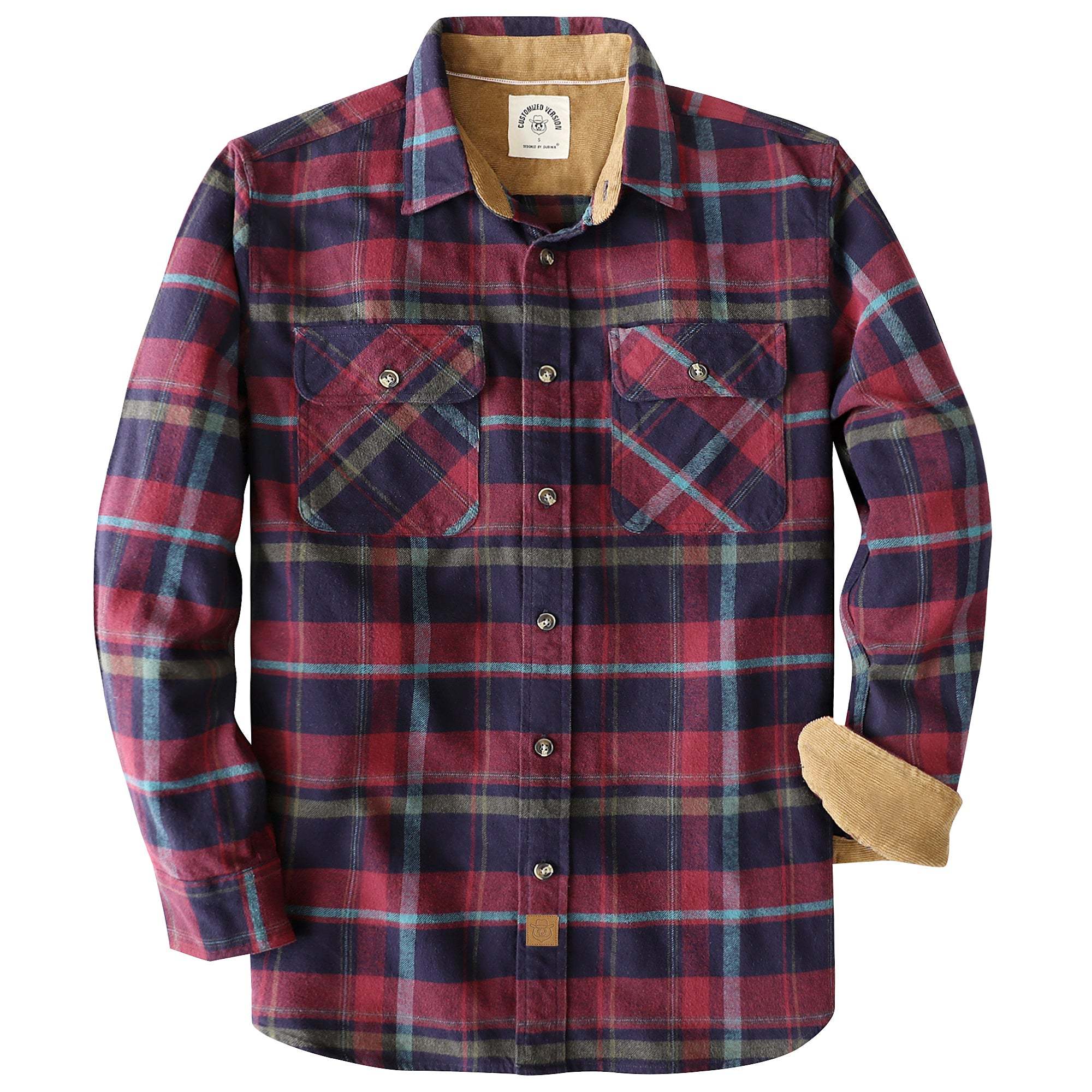 Dubinik? 6oz Mens Flannel Shirt Long Sleeve Button Down Plaid All Cotton Soft Brushed Flannel Shirt For Men Utility Casual Shirt #0030025