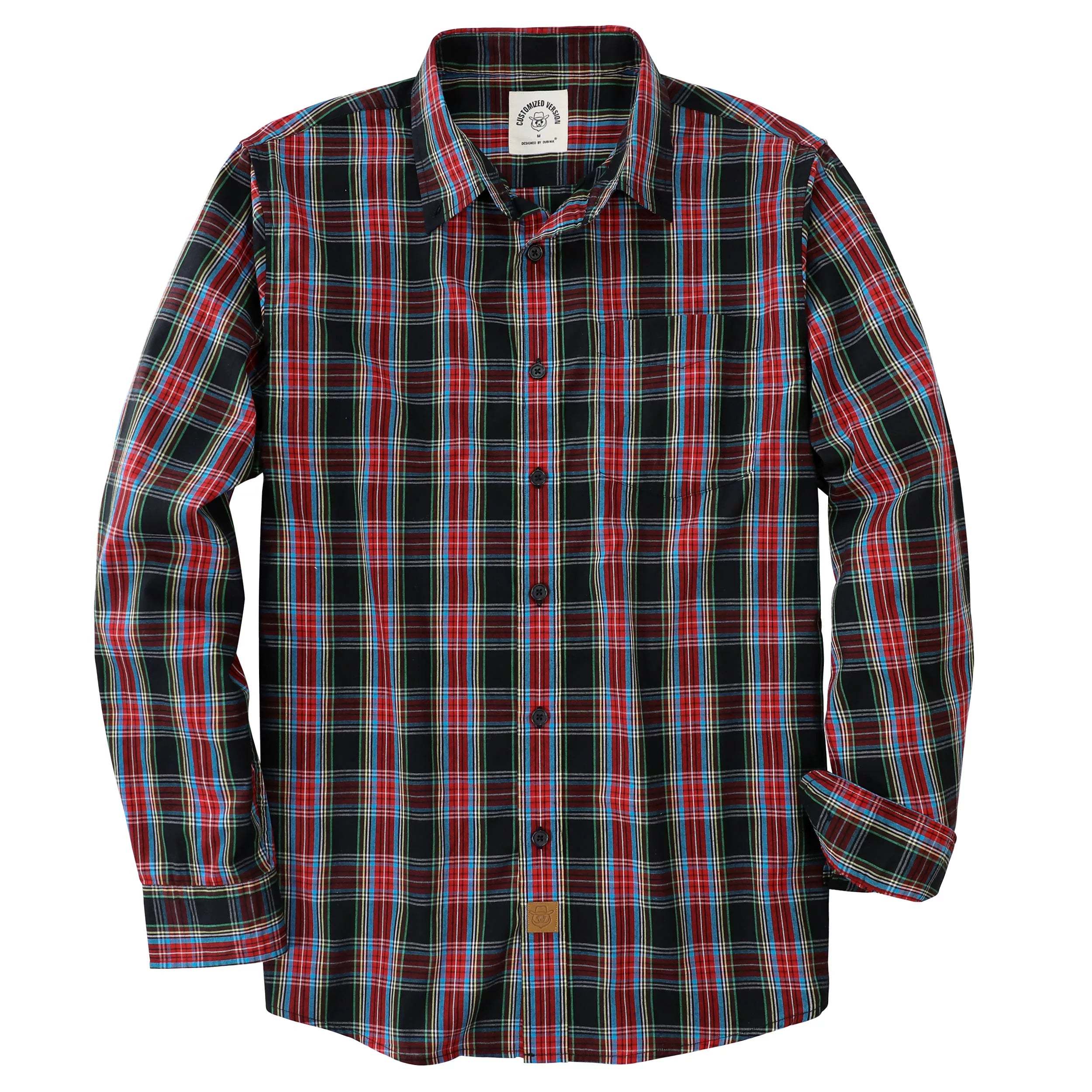 Dubinik? 3.2oz Mens Long Sleeve Casual Button Down Vintage Plaid Shirts#52011