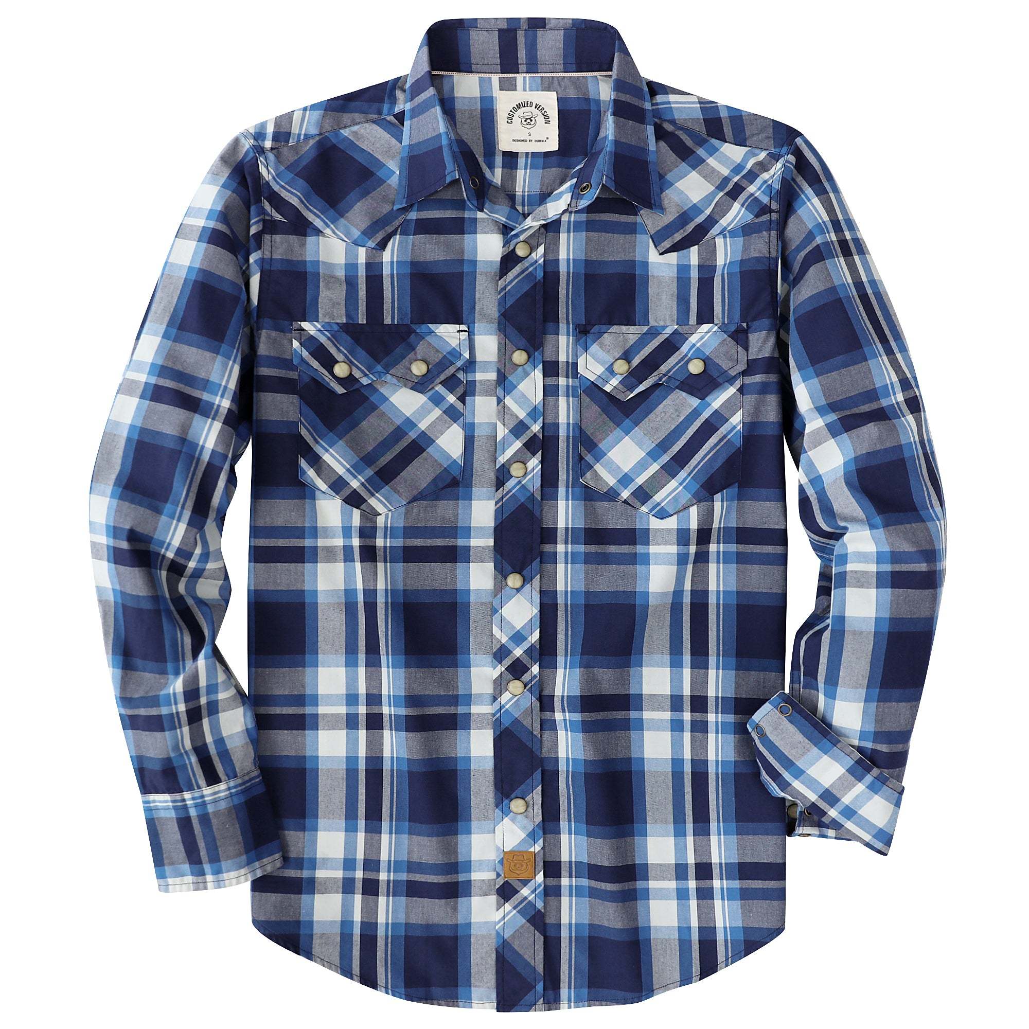 Dubinik? 4.1oz Pearl Snap Shirts For Men Long Sleeve Lightweight Casual Sawtooth Pocket Western Plaid Cowboy Cotton Vintage Work Shirt#48003