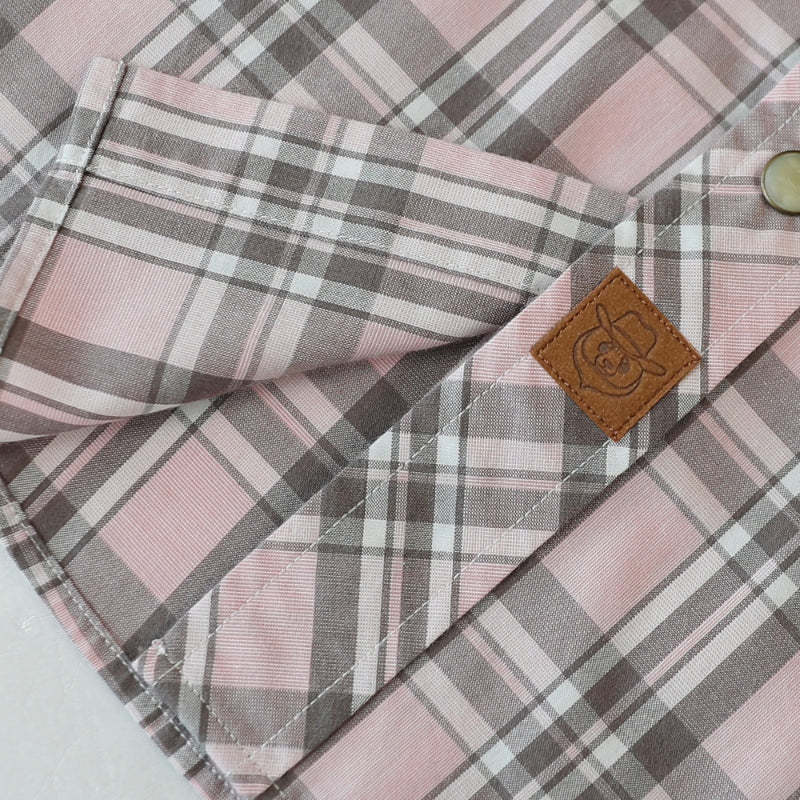 Dubinik? Men's Pearl Snap Sawtooth Pocket Western Plaid Shirt Short Sleeve#47018