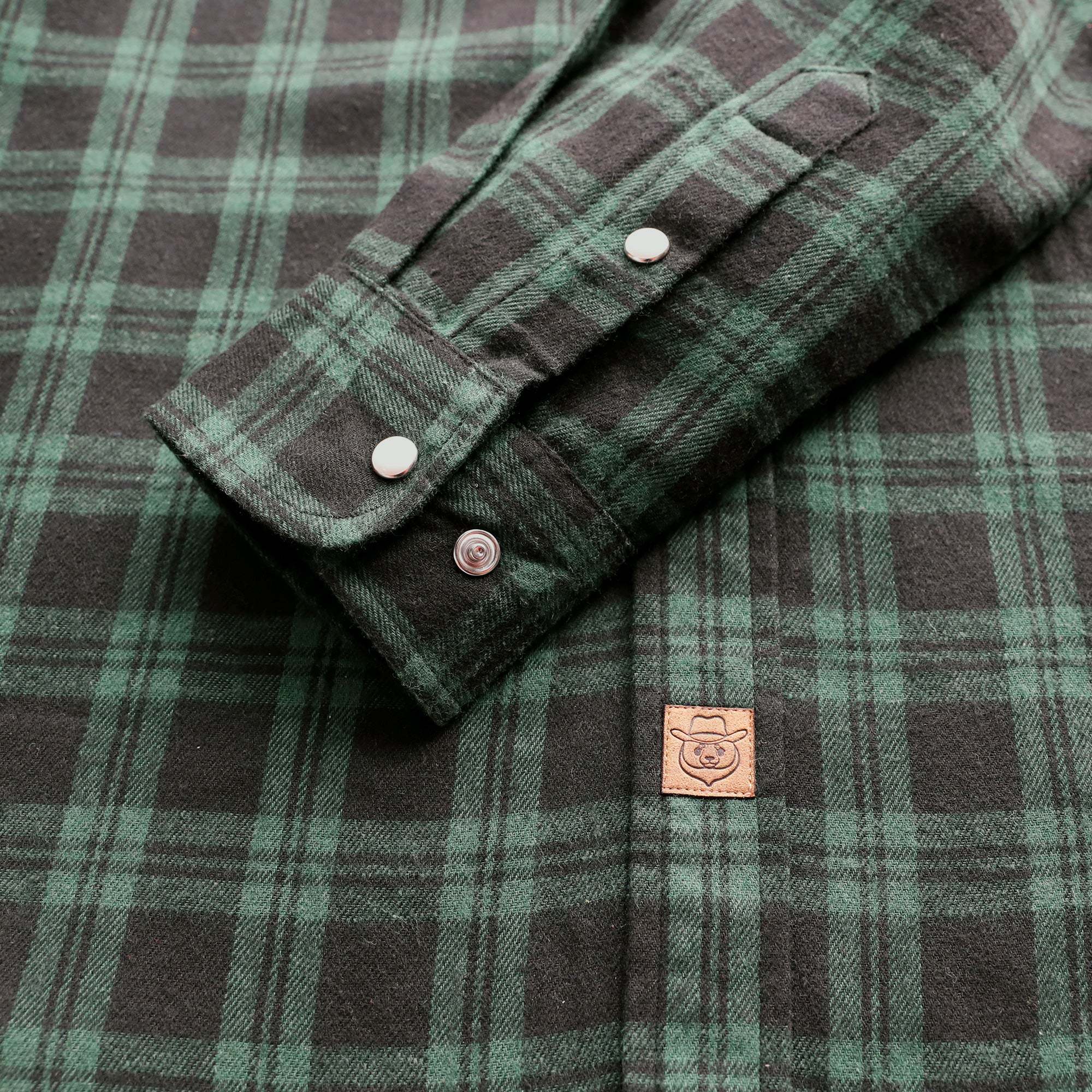 6oz Mens Green Flannel Long Sleeve Pearl Snap Buttons Western Cowboy Vintage Casual Shirts #2807