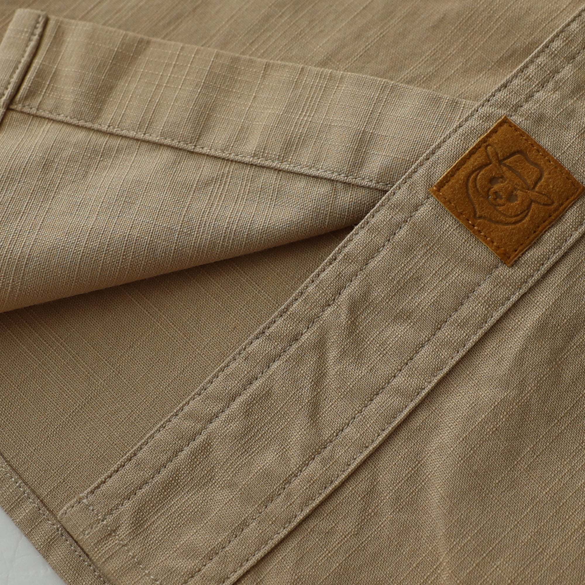 Dubinik? 5.5oz Khaki Chambray Long Sleeve Button-Front Closure Pocket Cotton Workshirt#58010