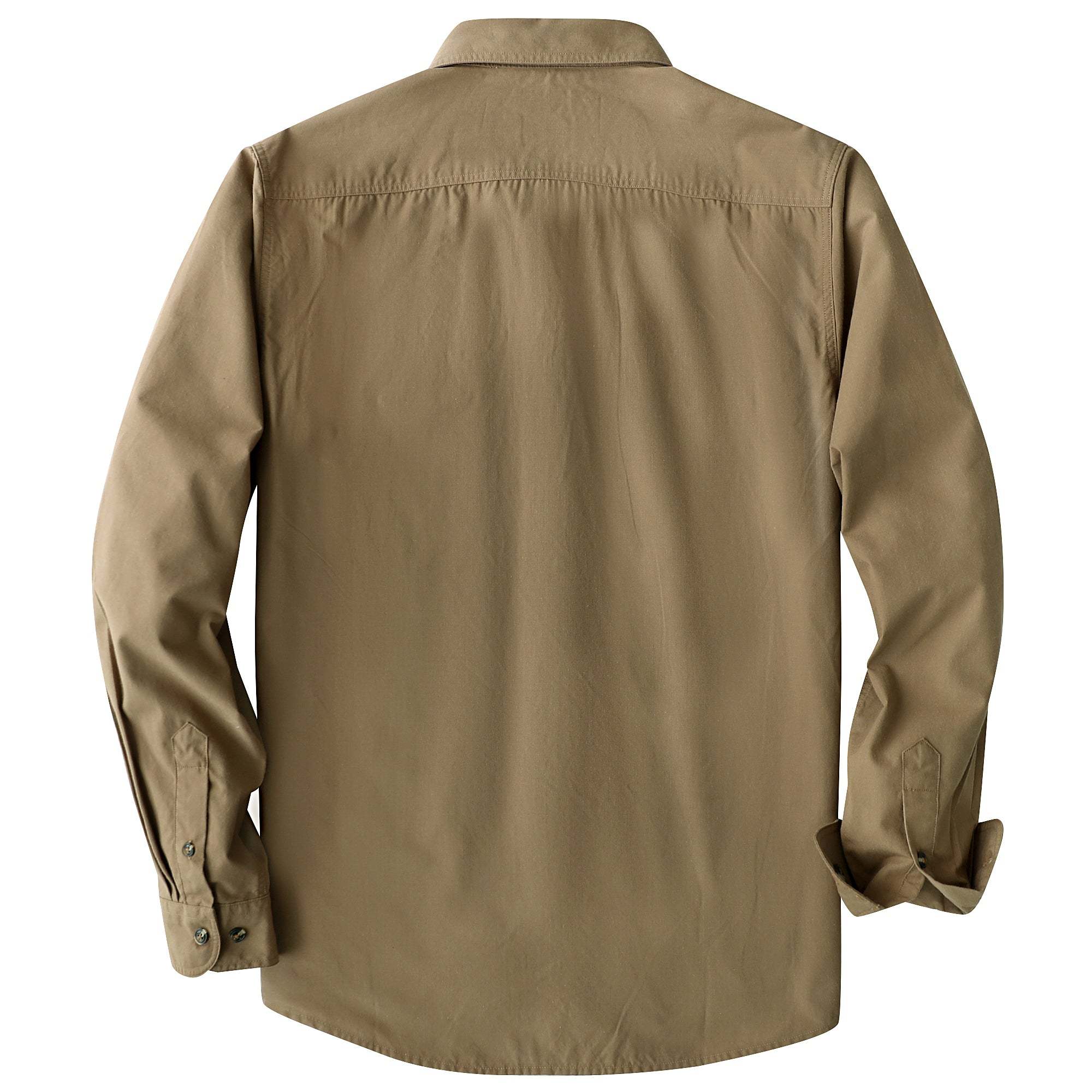Dubinik? 4.1oz Mens Long Sleeve Button Down Solid Khaki Shirts Casual Plaid Shirt with Practical Double Pockets Comfortable and Soft#0050030