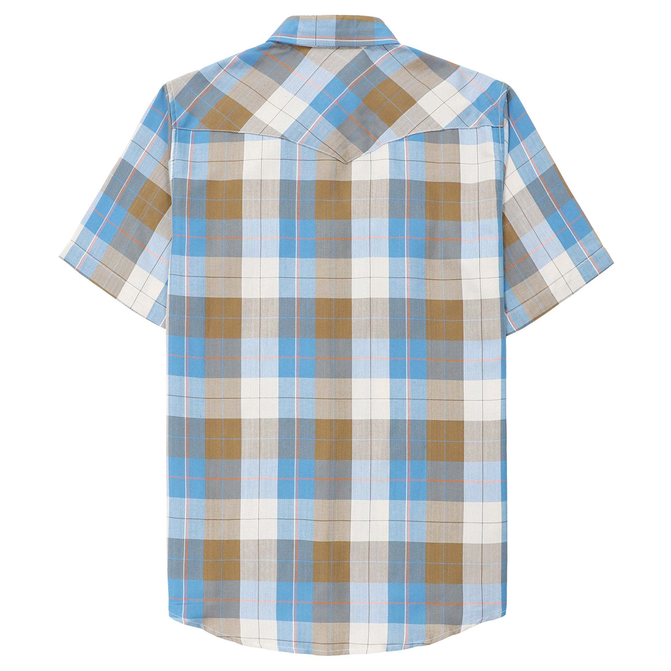 Dubinik?Bamboo Fiber Mens Western Cowboy Pearl Snap Coastline Plaid Vintage Casual Short Sleeve Shirt #29701