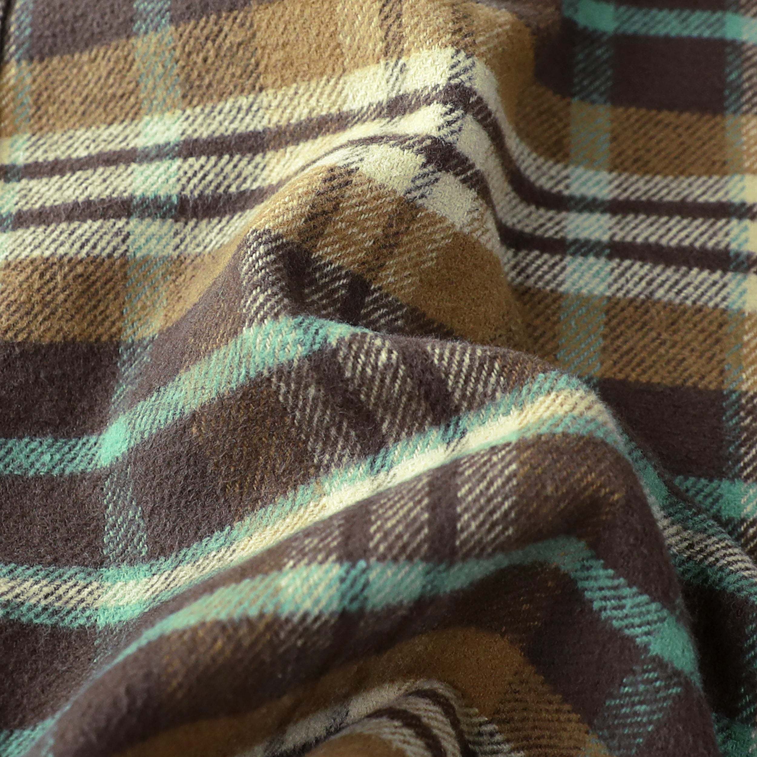 Dubinik? 10.8oz Ultra Heavyweight Green Flannel Shirt for Men Long Sleeve Casual Button Down Soft Pure Cotton Plaid Warm Suede Cuffs#0082008