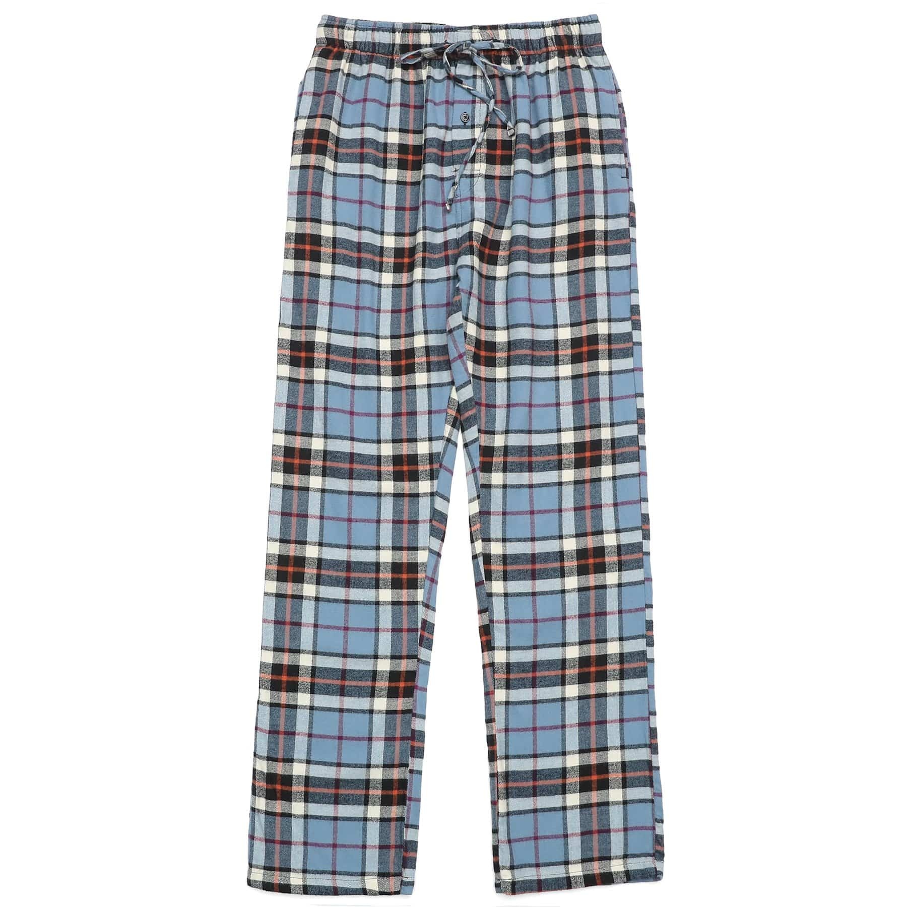 Cotton Flannel Pajama Plaid Sleep & Lounge Pants, PJ Bottoms With Pockets And Button Fly #3005