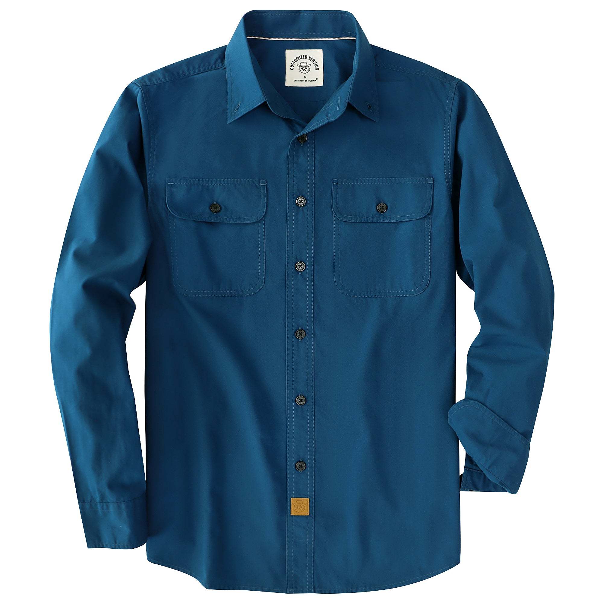 Dubinik? 4.1oz Mens Long Sleeve Button Down Solid Navy Blue Shirts Casual Plaid Shirt with Practical Double Pockets Comfortable and Soft#0050029