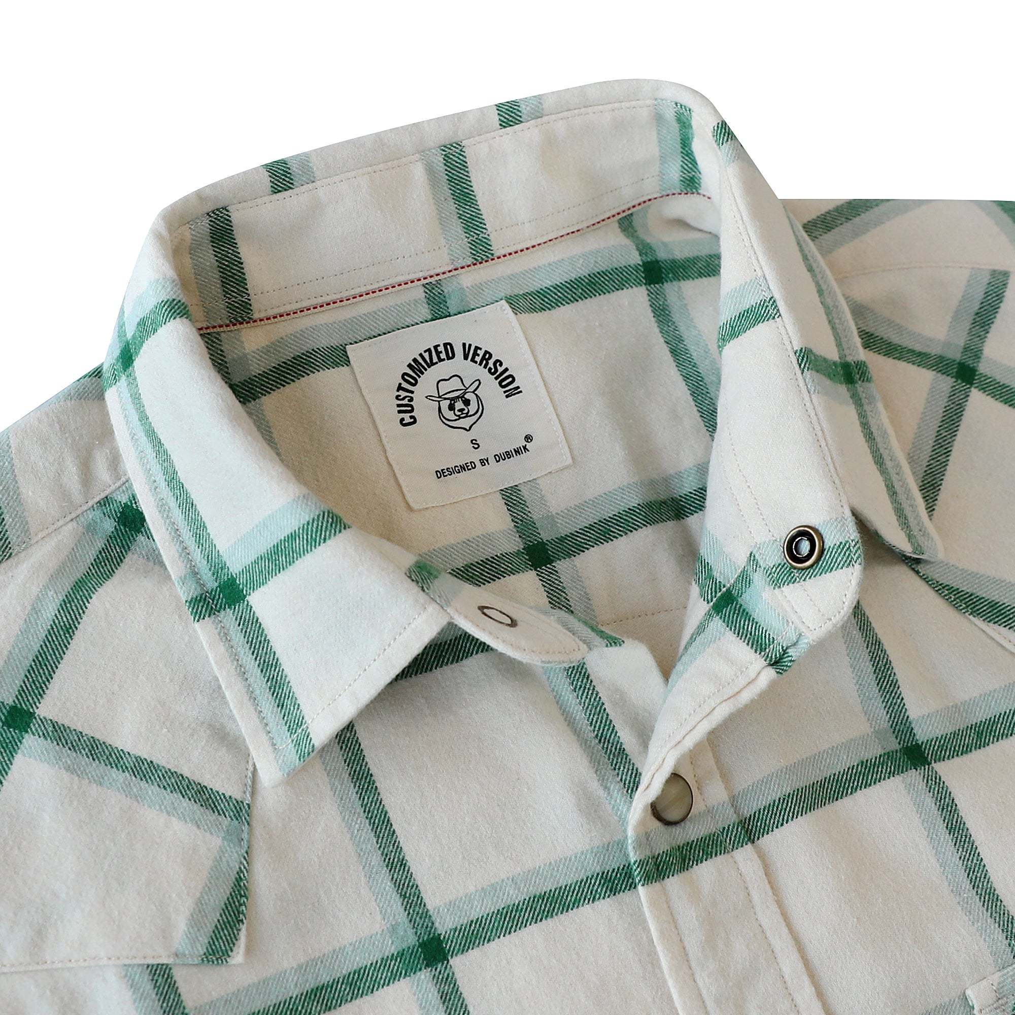 Dubinik? 6.3oz Green Flannel Shirt for Men Long Sleeve Casual Cozy Snap Button Western Plaid Shirts Soft Pure Cotton#37018