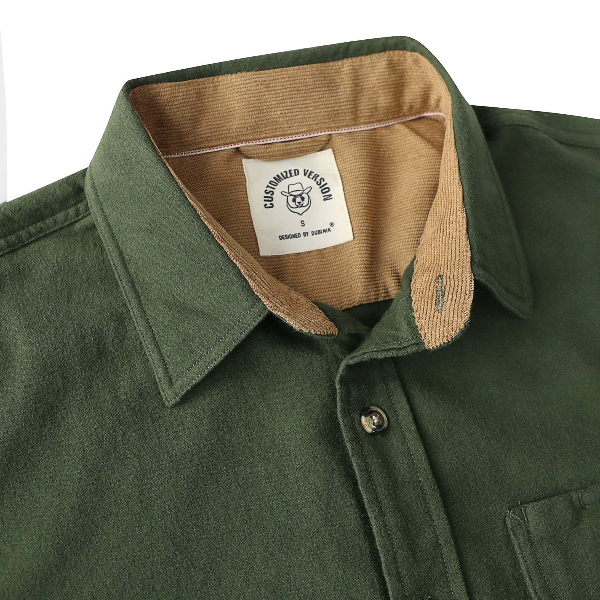 6oz Mens Midweight Army Green Solid Flannel Shirts Long Sleeve Casual Button Down Brushed 100% Cotton Shirt#1024