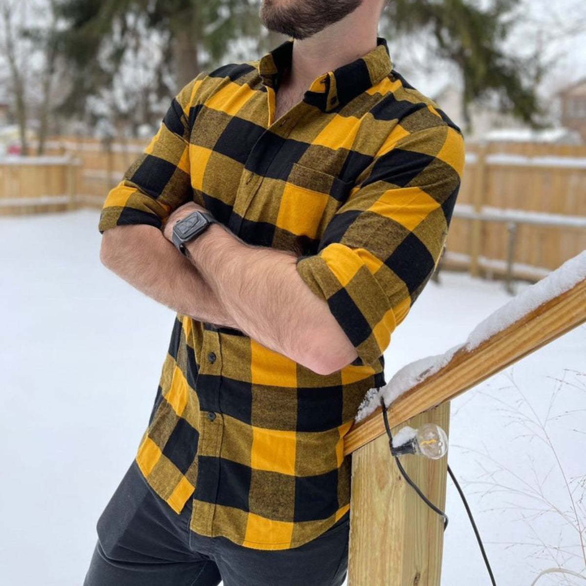 6oz Men's Plaid Flannel Long Sleeve Shirts #0360