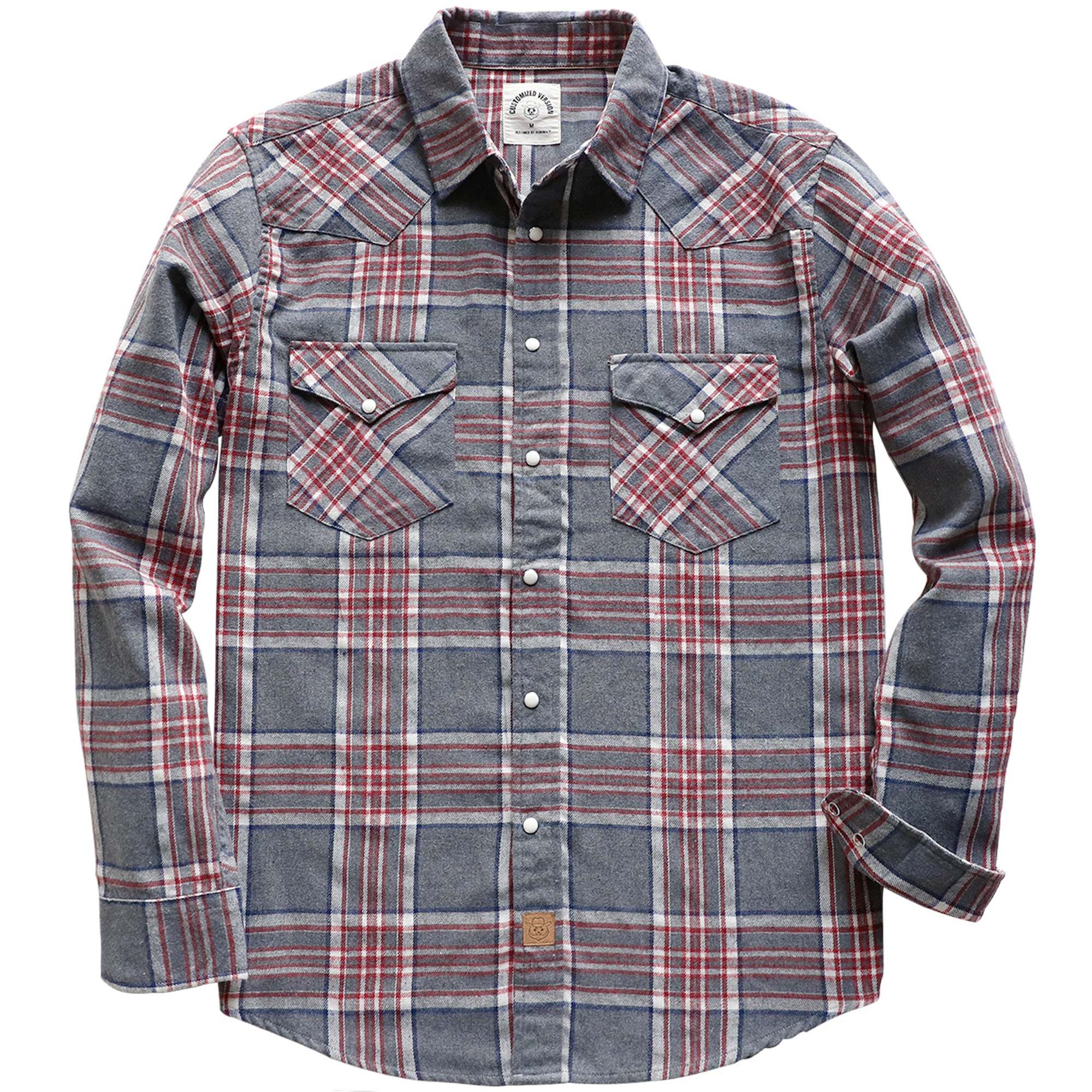6oz Mens Flannel Long Sleeve Pearl Snap Buttons Western Cowboy Vintage Casual Shirts #2810